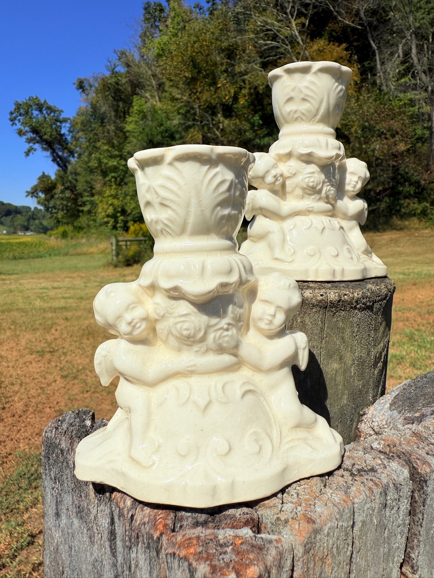 Vintage 1960s Ceramic "Cupid" Candleholders | Set of 2
