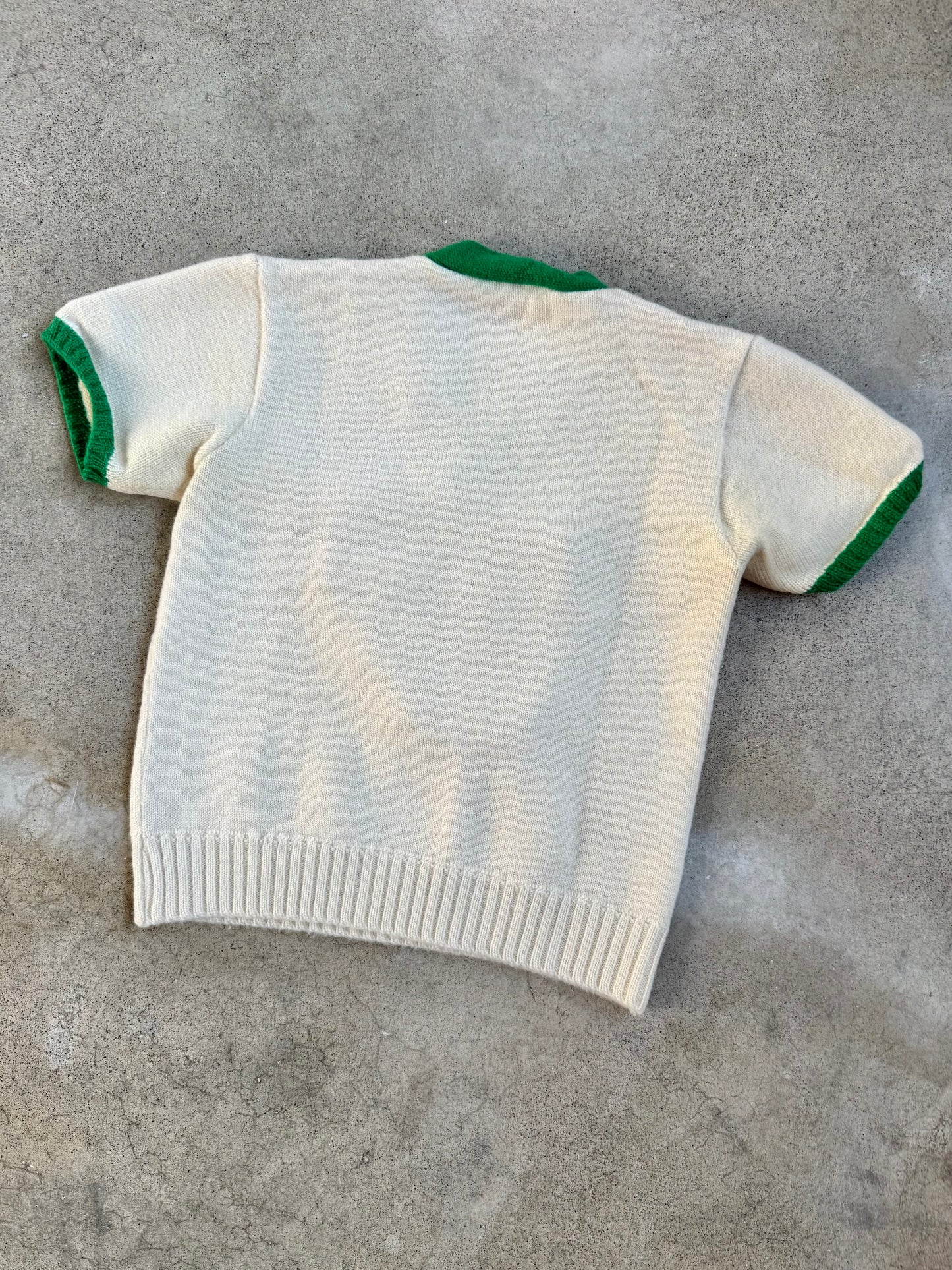 Vintage 1960s Dehen Knitting Co. Wool "F" Patch Cheer Sweater | XS