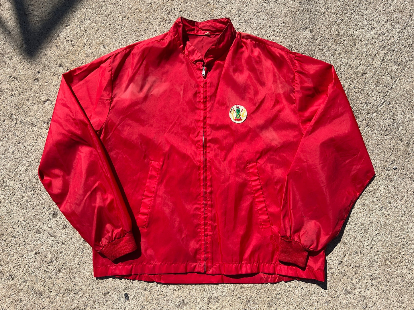 Vintage 1980s Red Nylon Zip-Up Windbreaker | Large