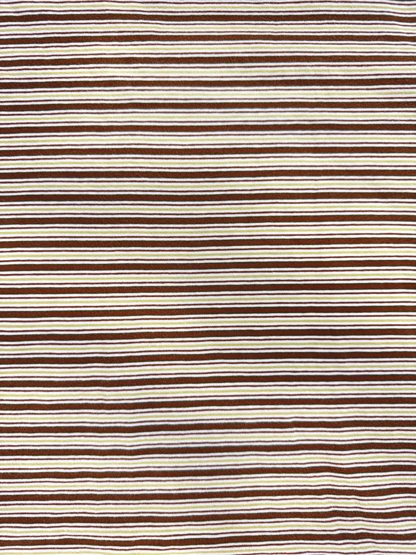 Vintage 1990s Brown-Tone Striped Crewneck Short Sleeve Tee | Large