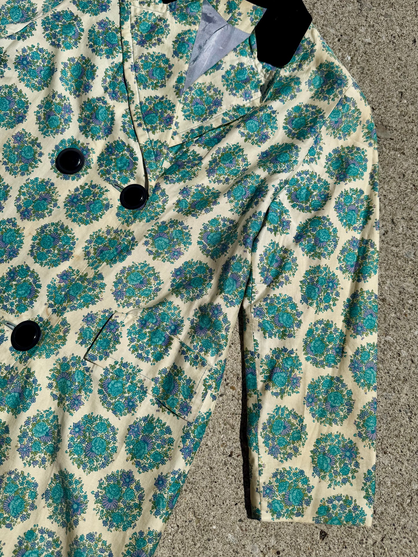 Vintage 1960s Floral Double-Breasted Spring Coat | Medium