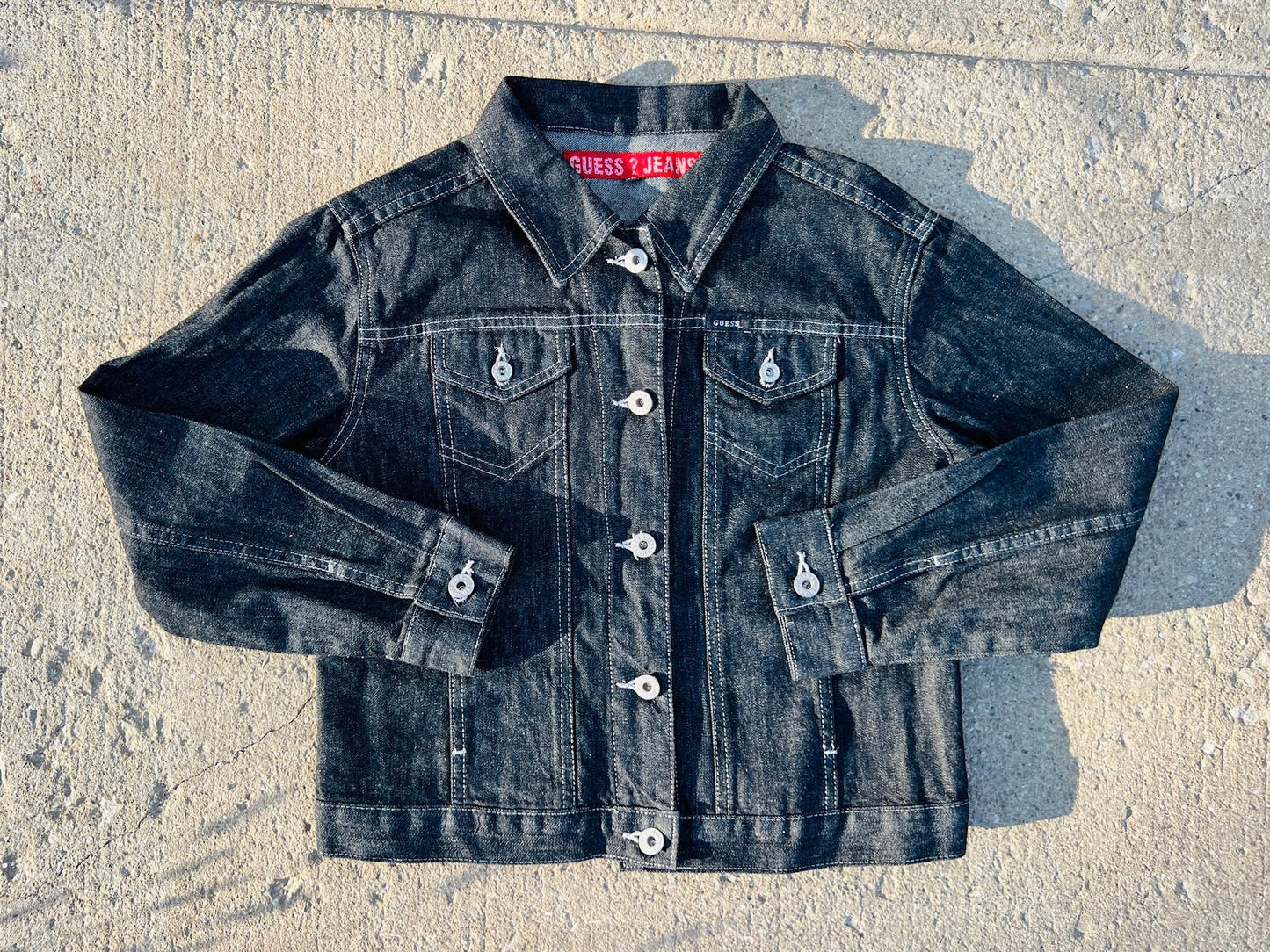 Y2K Guess Jeans Black Denim Jacket | XS