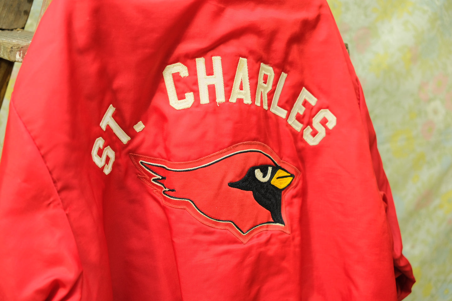 Vintage 1980s St. Charles Embroidered Varsity Bomber Jacket | Large