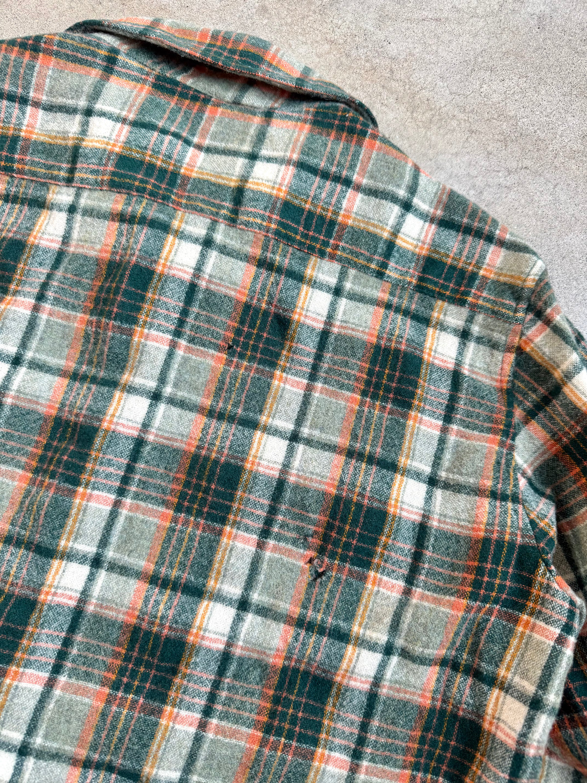 Vintage 1970s JCPenney Green & Orange Plaid Wool Flannel Shirt | XL