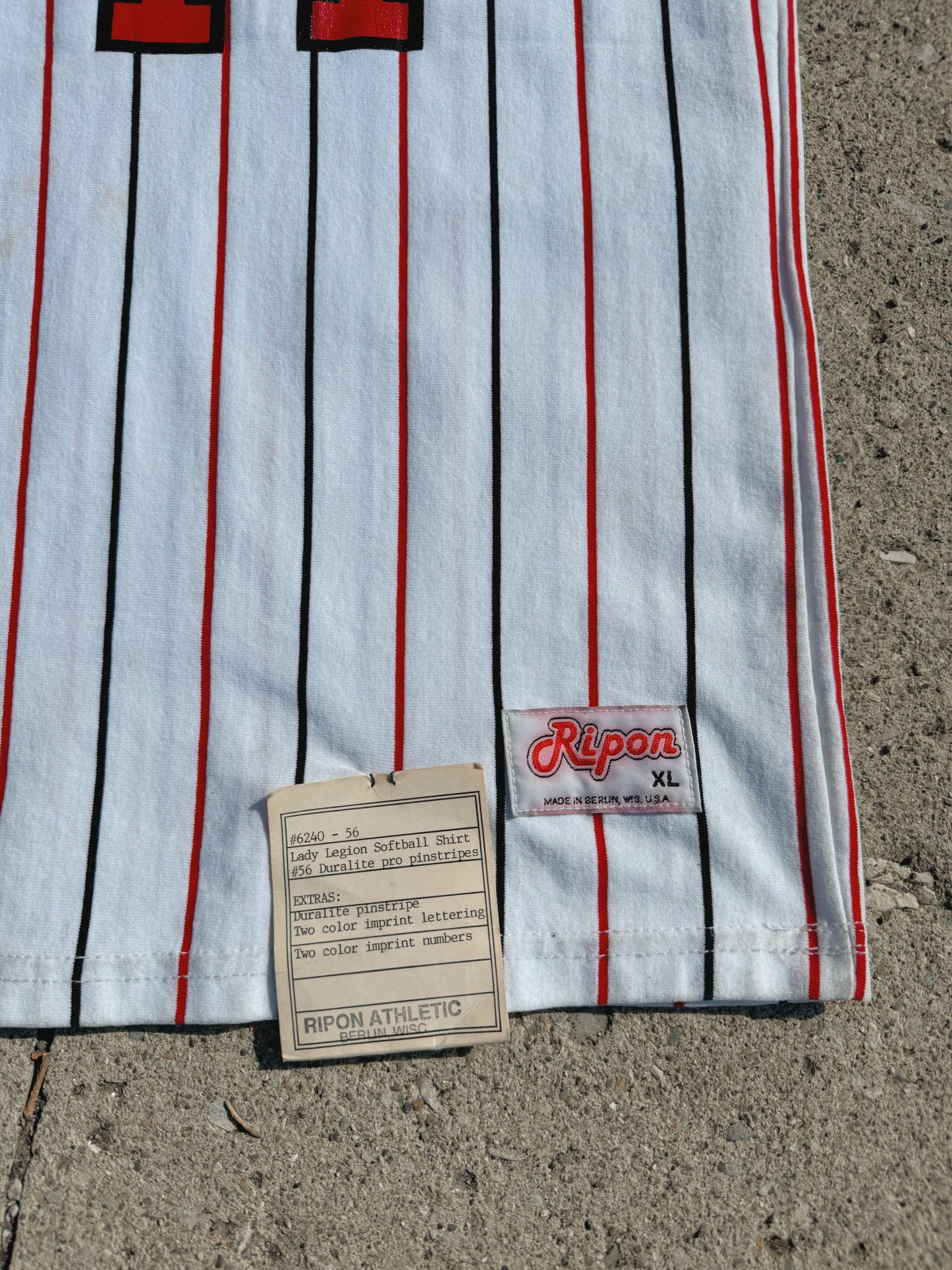Vintage 1980s Ripon Deadstock Tigers Striped Baseball Tee | XL