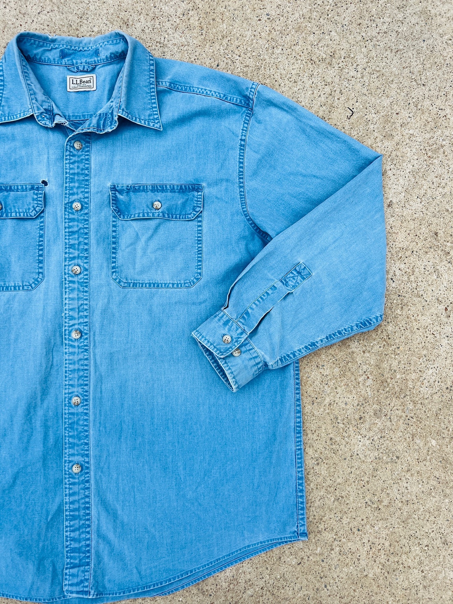 L.L. Bean Chambray Cotton Utility Shirt | XL