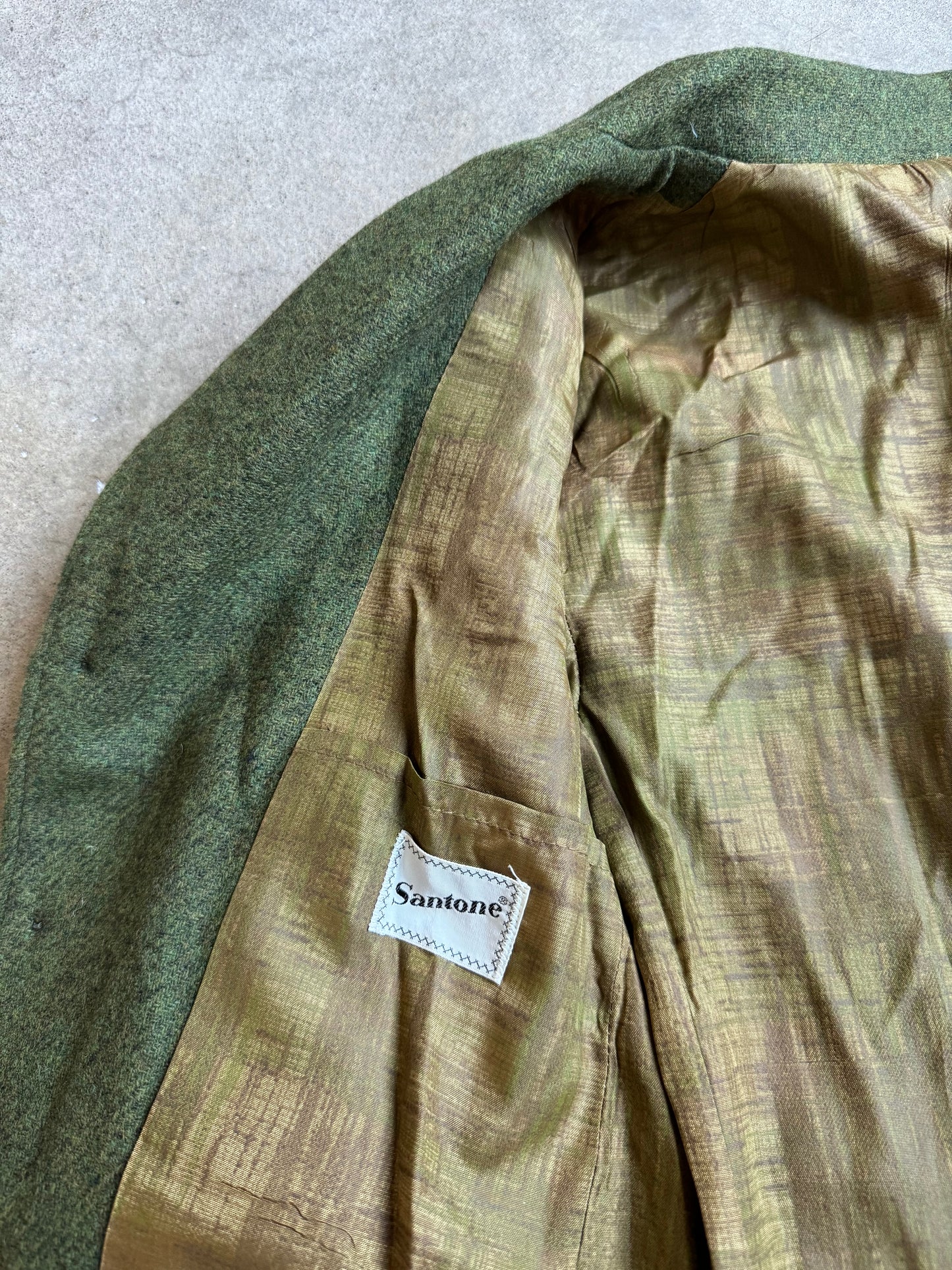 Vintage 1960s Santone Green Wool Belted Jacket | XS
