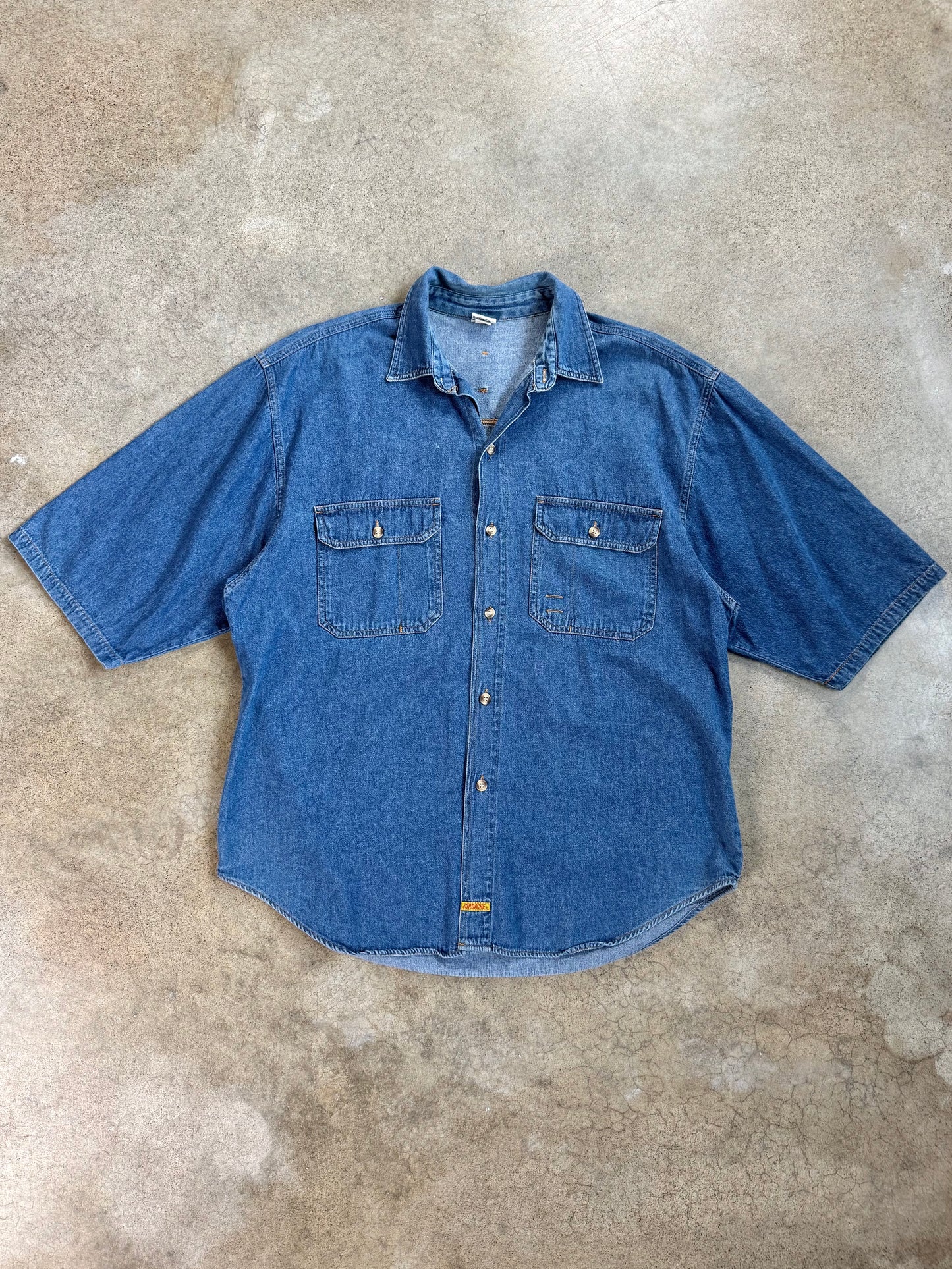 Vintage 1990s Jordache Short Sleeve Denim Utility Shirt | Medium