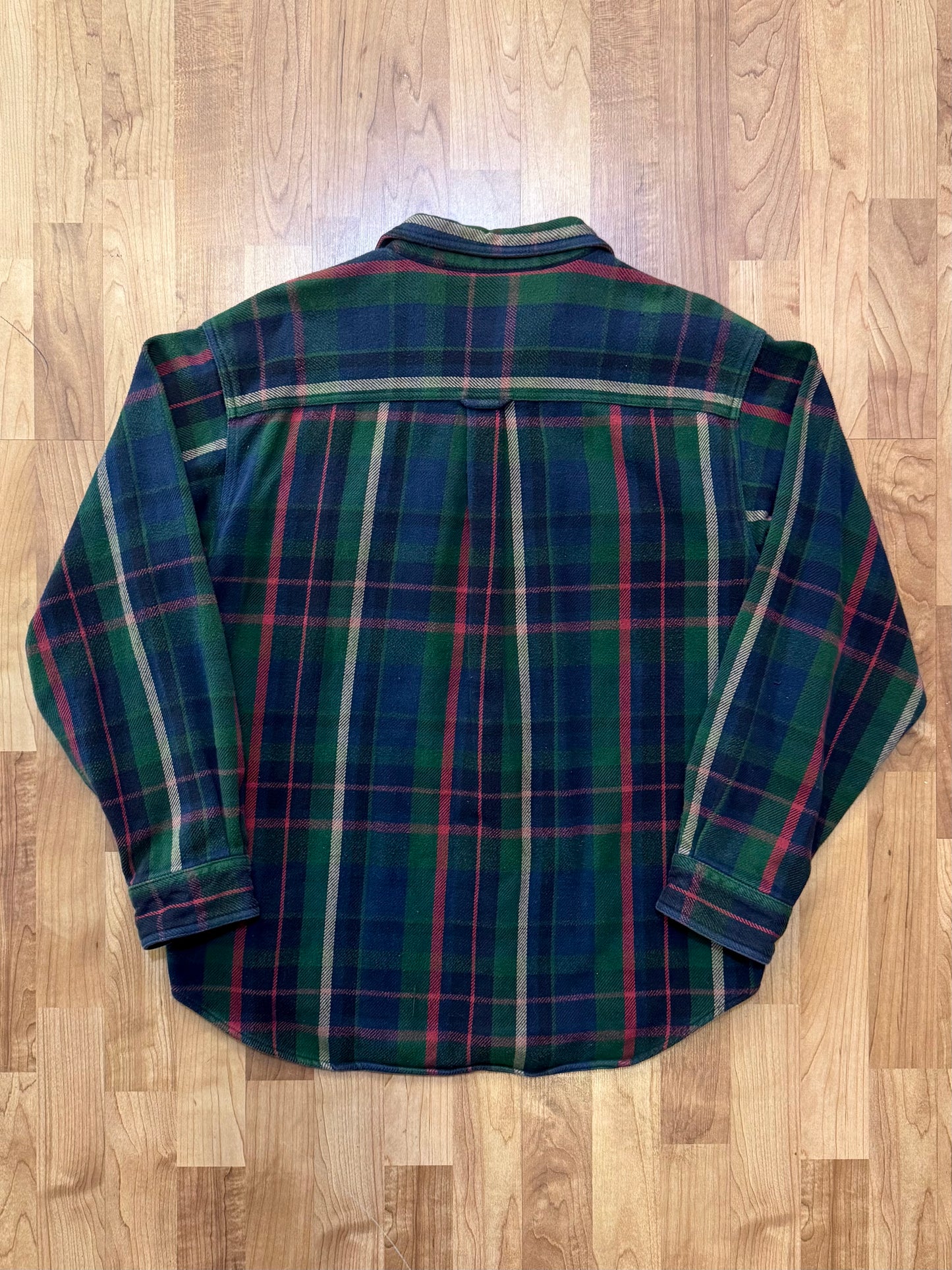 Vintage 1990s Guide Series Dark Plaid Cotton Flannel Shirt Jacket | XL