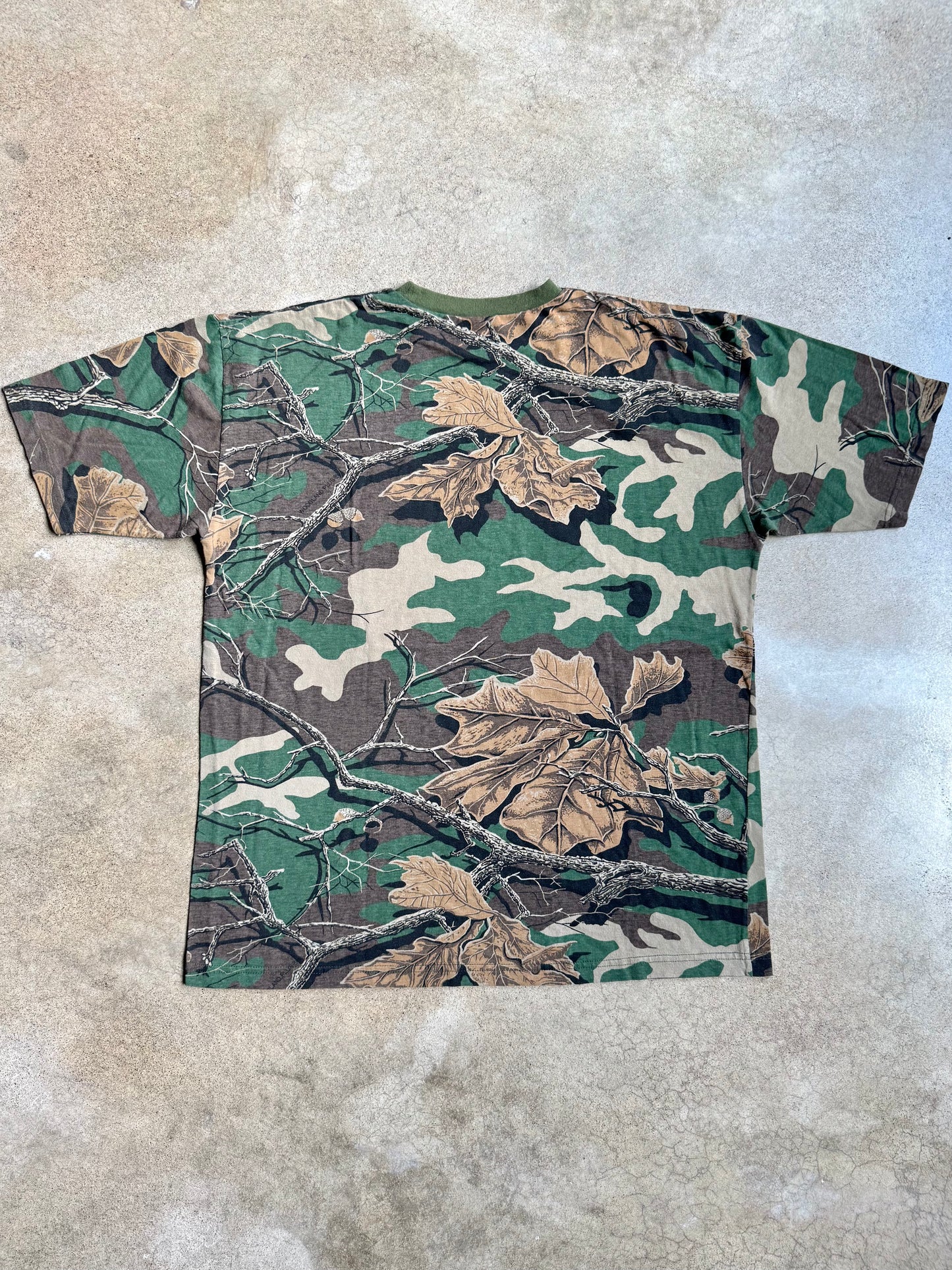 Vintage 1980s Woodland Plus Camo Tee | XL