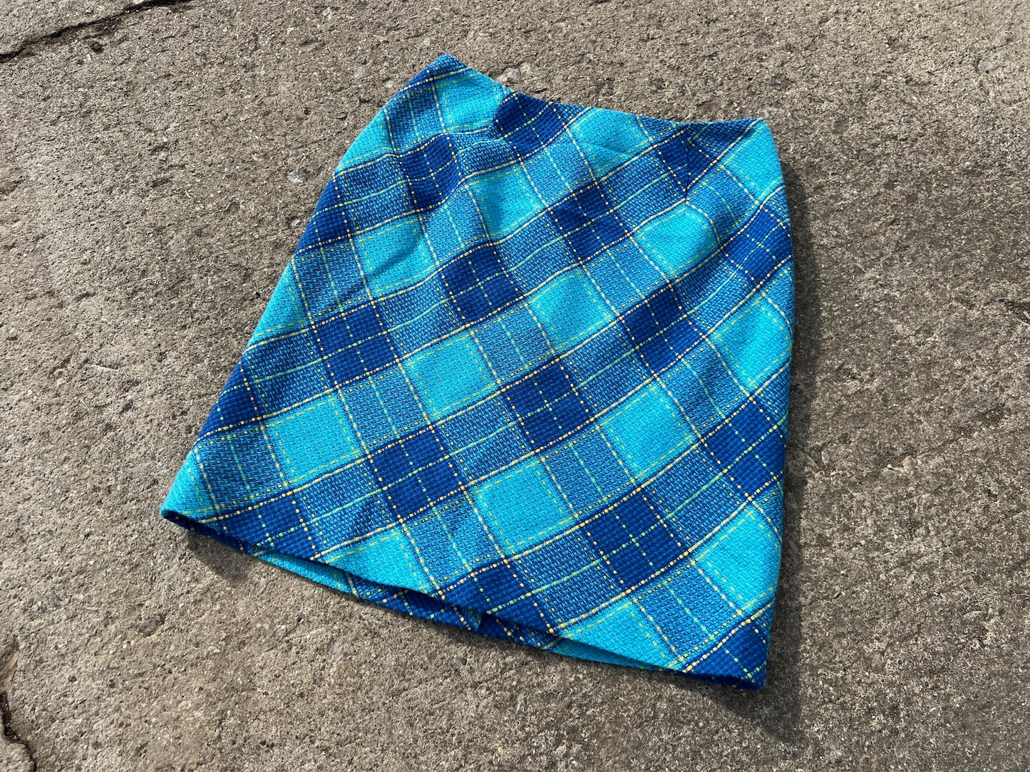 Vintage 1990s Blue Argyle Plaid Pencil Skirt | XS/S