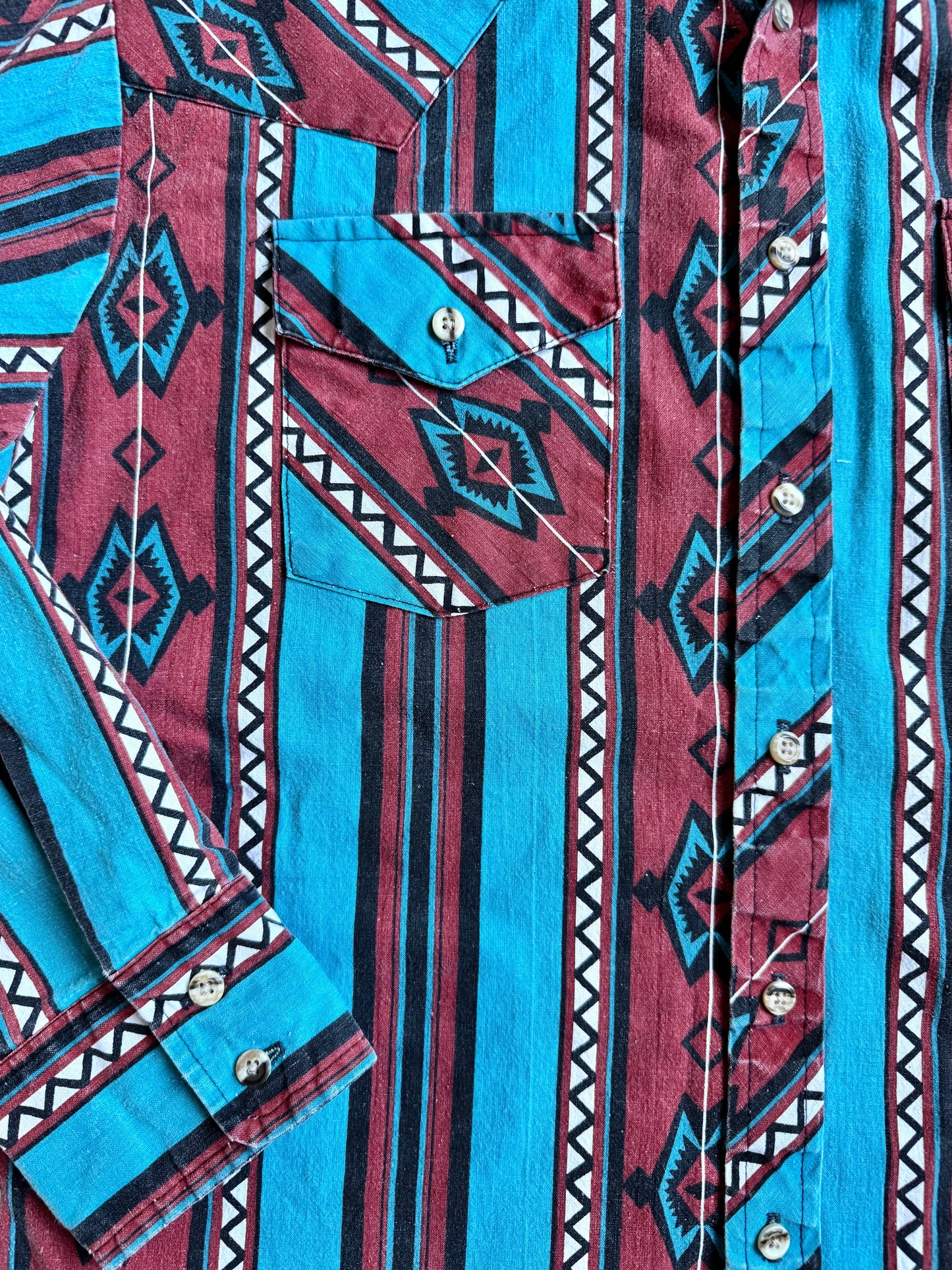 Vintage 1980s Blair Southwestern Pattern Button-Up Shirt | L/XL