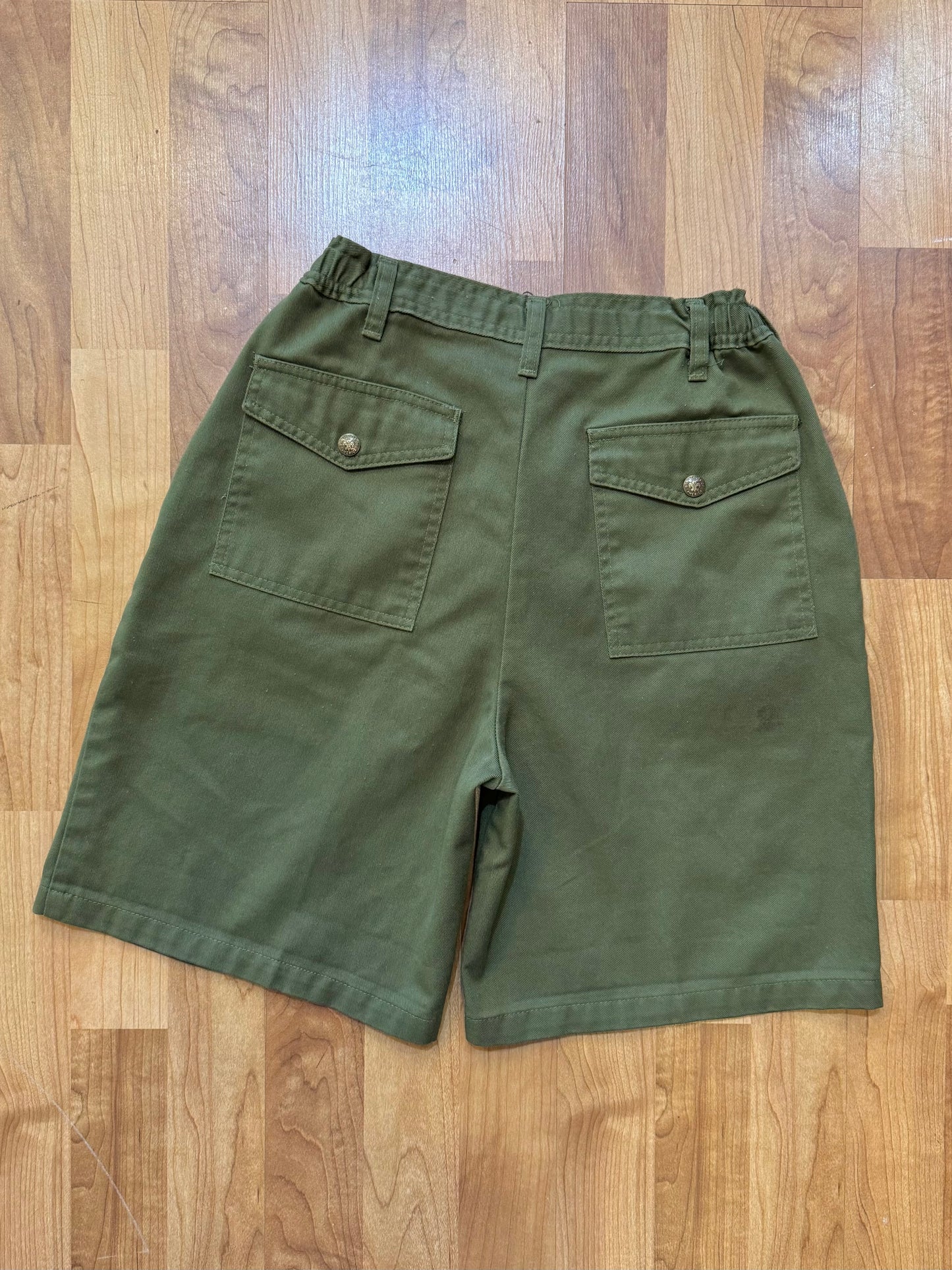 Vintage Boy Scouts Uniform Green Cotton Utility Shorts | S/M