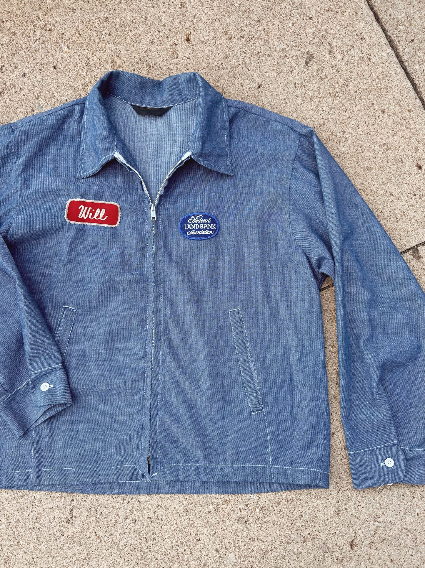 Vintage 1950s Federal Land Bank Association Patched Work Jacket | Large