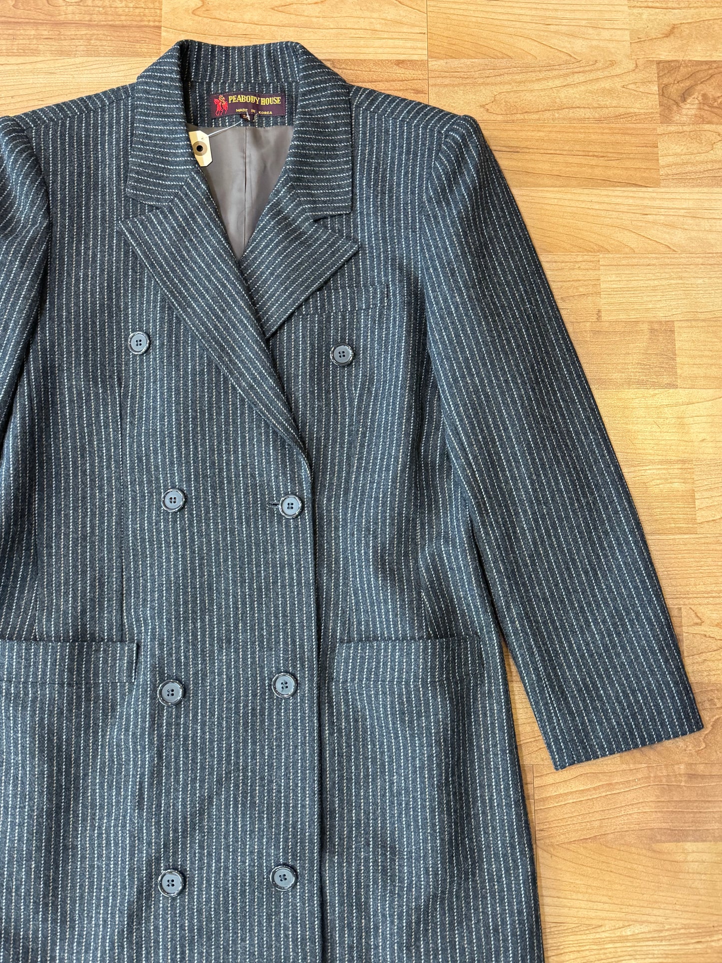 Vintage Peabody House Pinstripe Longline Jacket | Medium