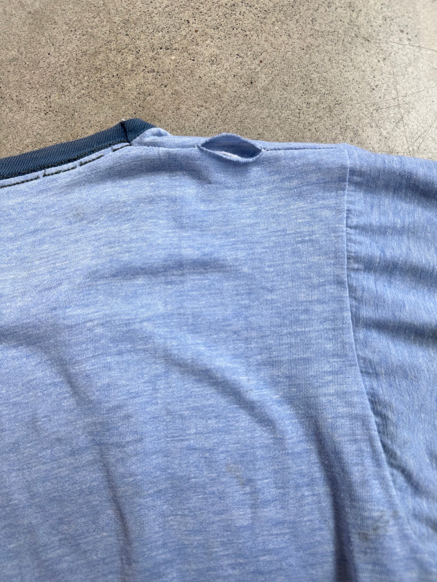Vintage 1980s “I Slept on Ft. Walton Beach” Blue Ringer Tee | Medium