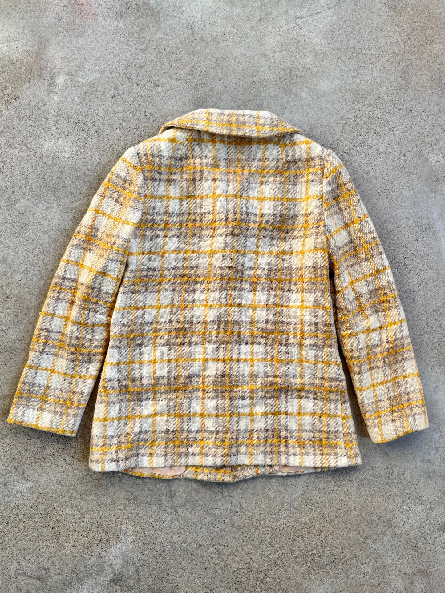 Vintage 1960s Sportster Yellow Speckled Plaid Wool Jacket | S/M