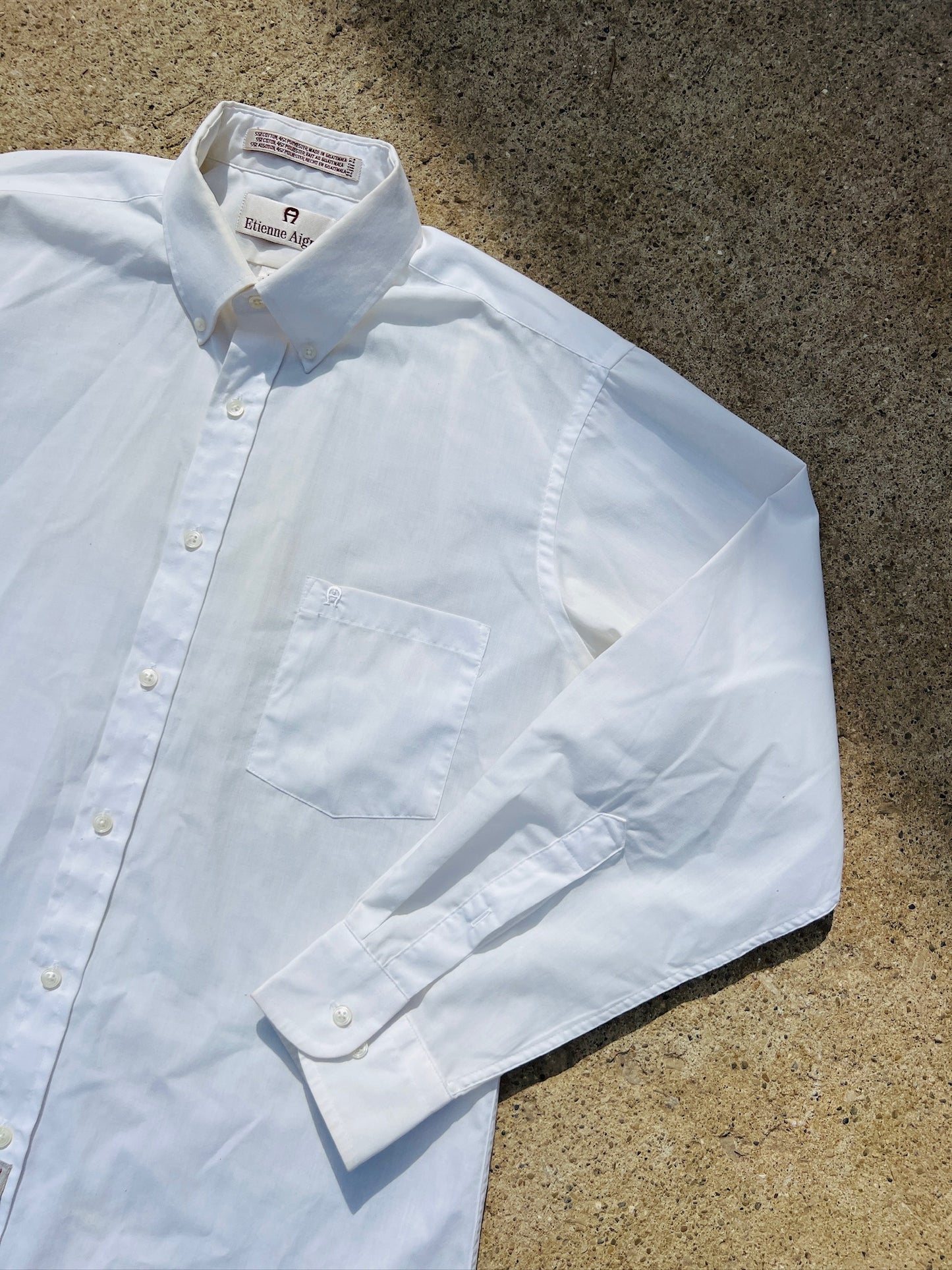 Vintage Etienne Aigner White Dress Shirt | Large
