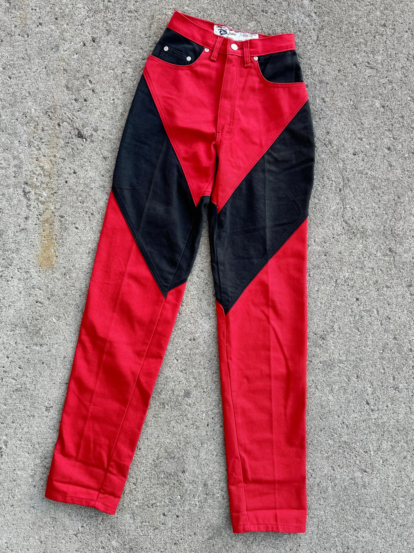 Vintage Panhandle Slim Red & Black High-Waisted Jeans | XS