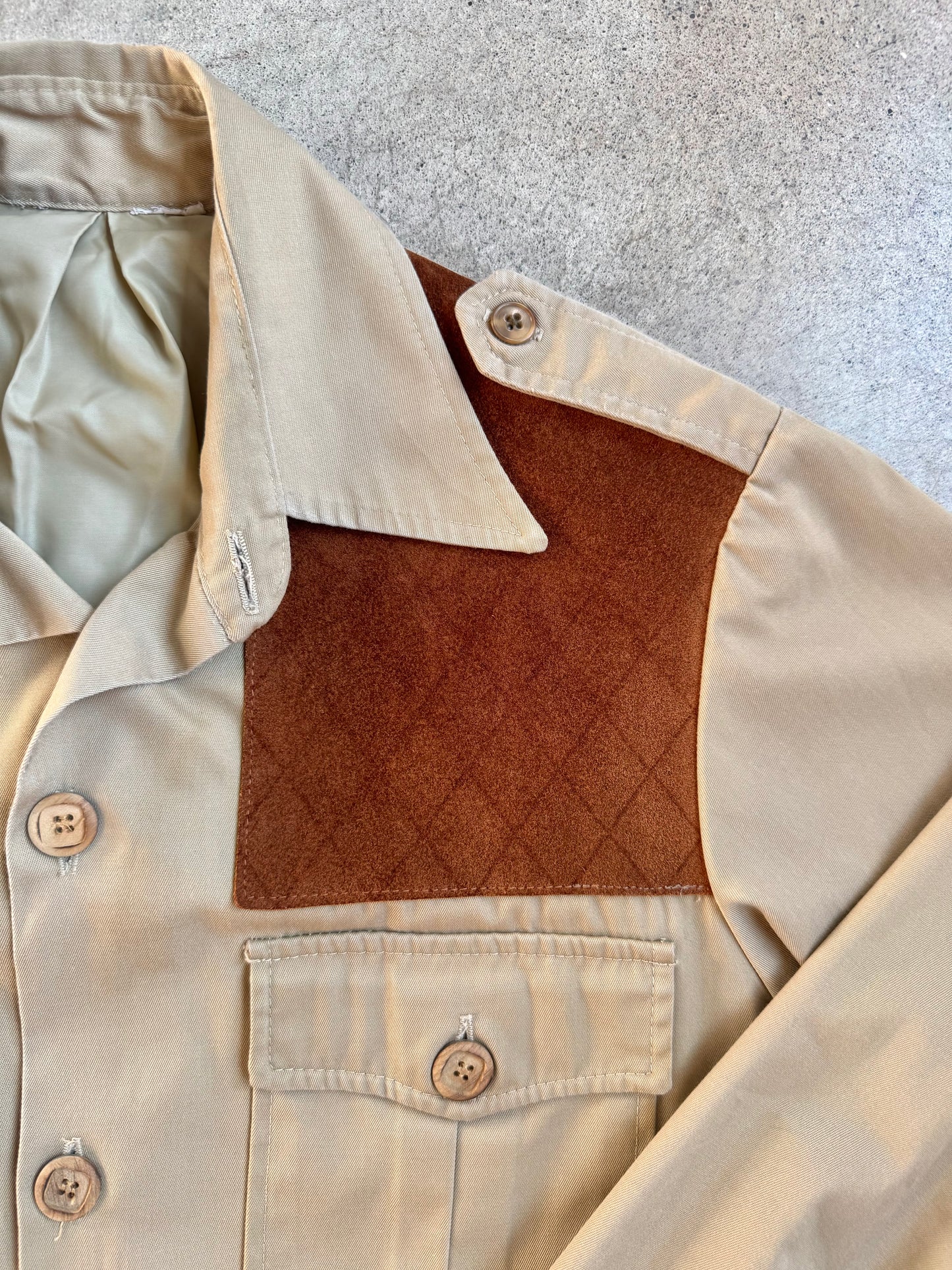 Vintage Woolrich Suede Patch Safari-Style Hunting Jacket | Large