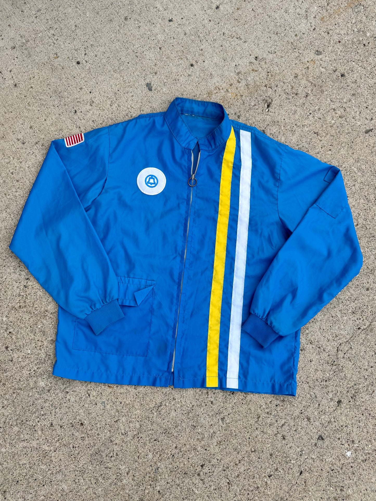 Vintage 1970s Bell Telephone Co. Patched Windbreaker Jacket | Large