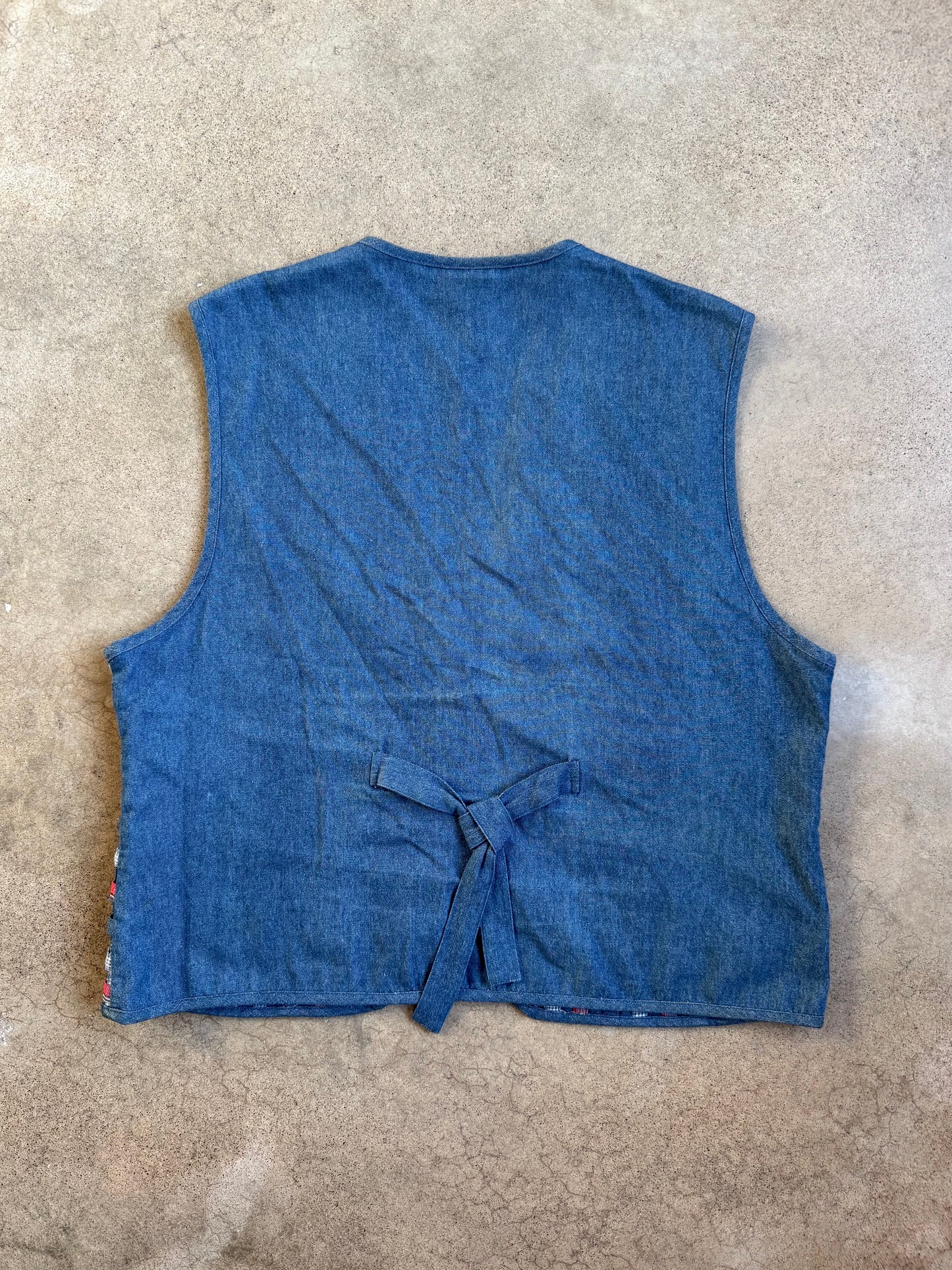 Vintage 1990s Koret City Blues Denim Lattice Woven Vest | Large