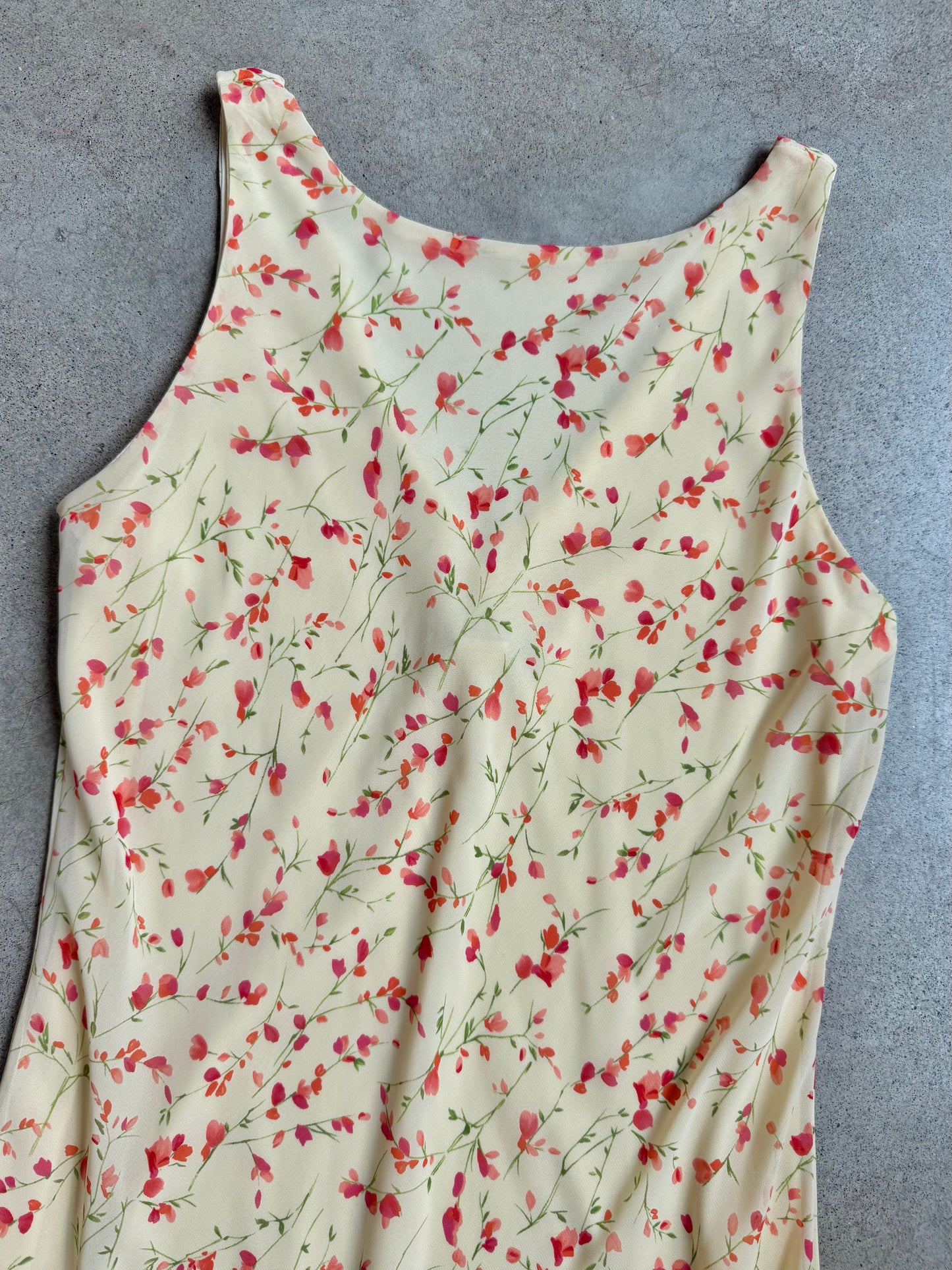 Vintage 1990s Alyn Paige Yellow Floral Summer Dress | Small