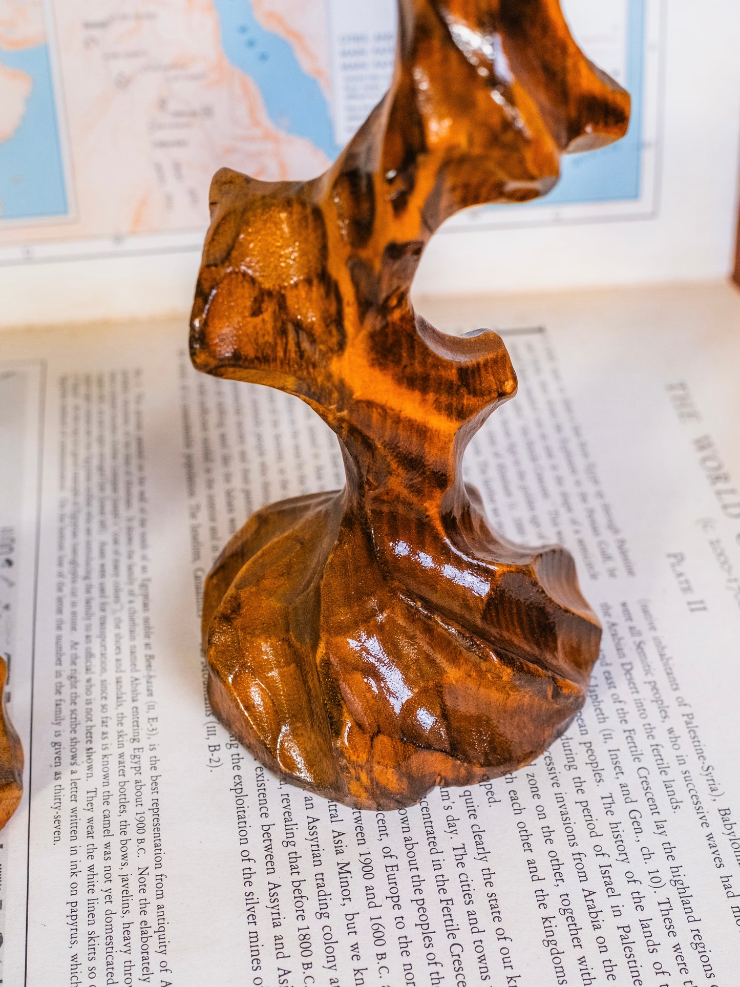 Vintage Hand-Carved Twisted Wood Candlestick Holders | Set of 2