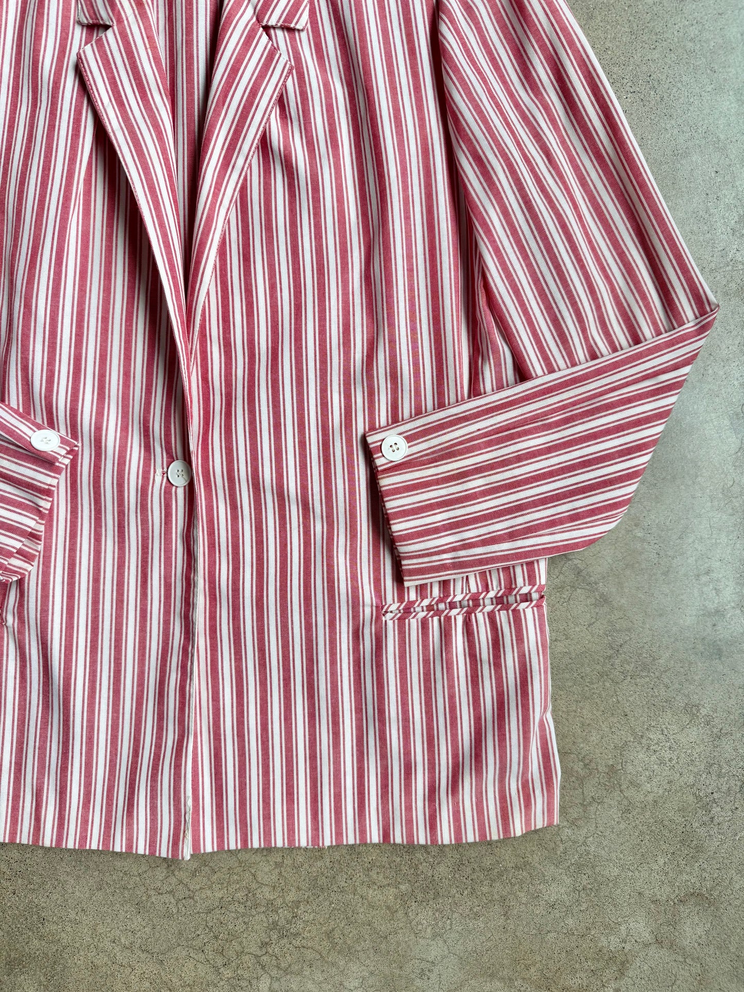 Vintage 1980s Sag Harbor Red Striped Lightweight Blazer | Medium