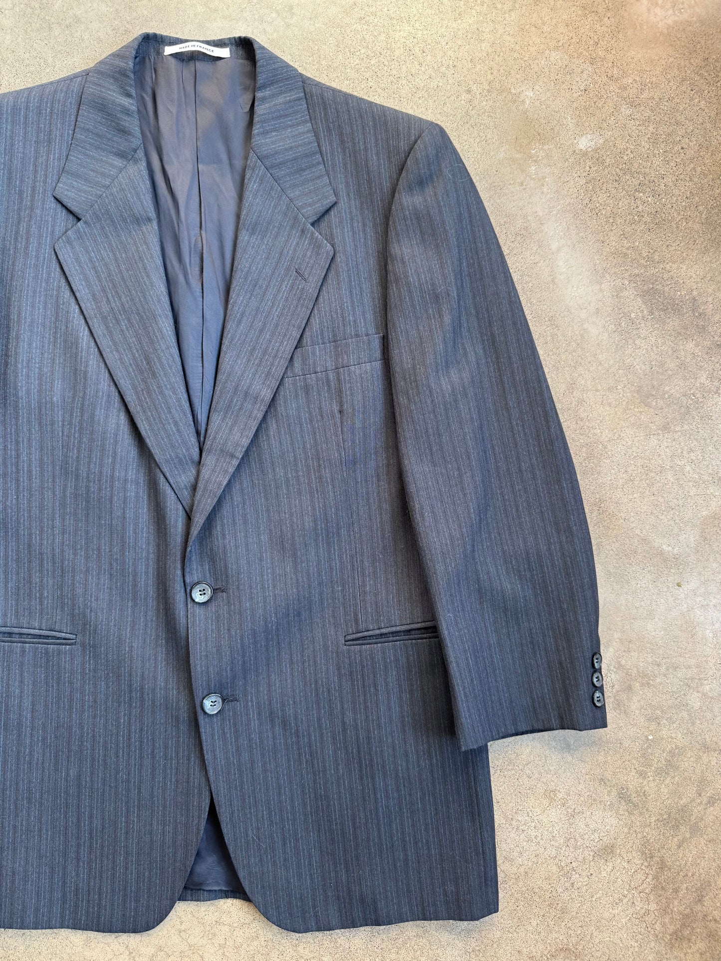 Vintage 1970s Yves Saint Laurent Navy Pinstripe Suit Jacket | 40S