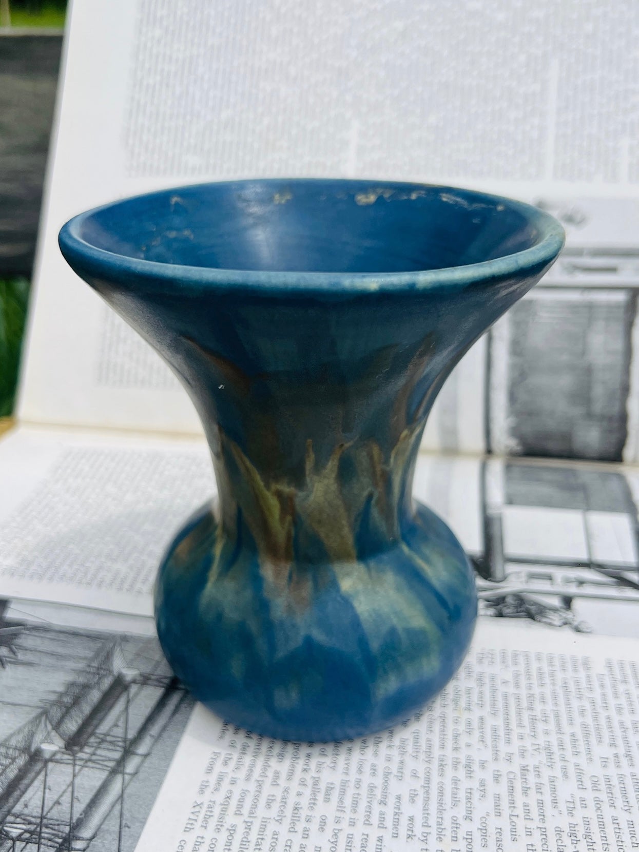 Vintage 1950s Peters & Reed Blue Pottery Vase