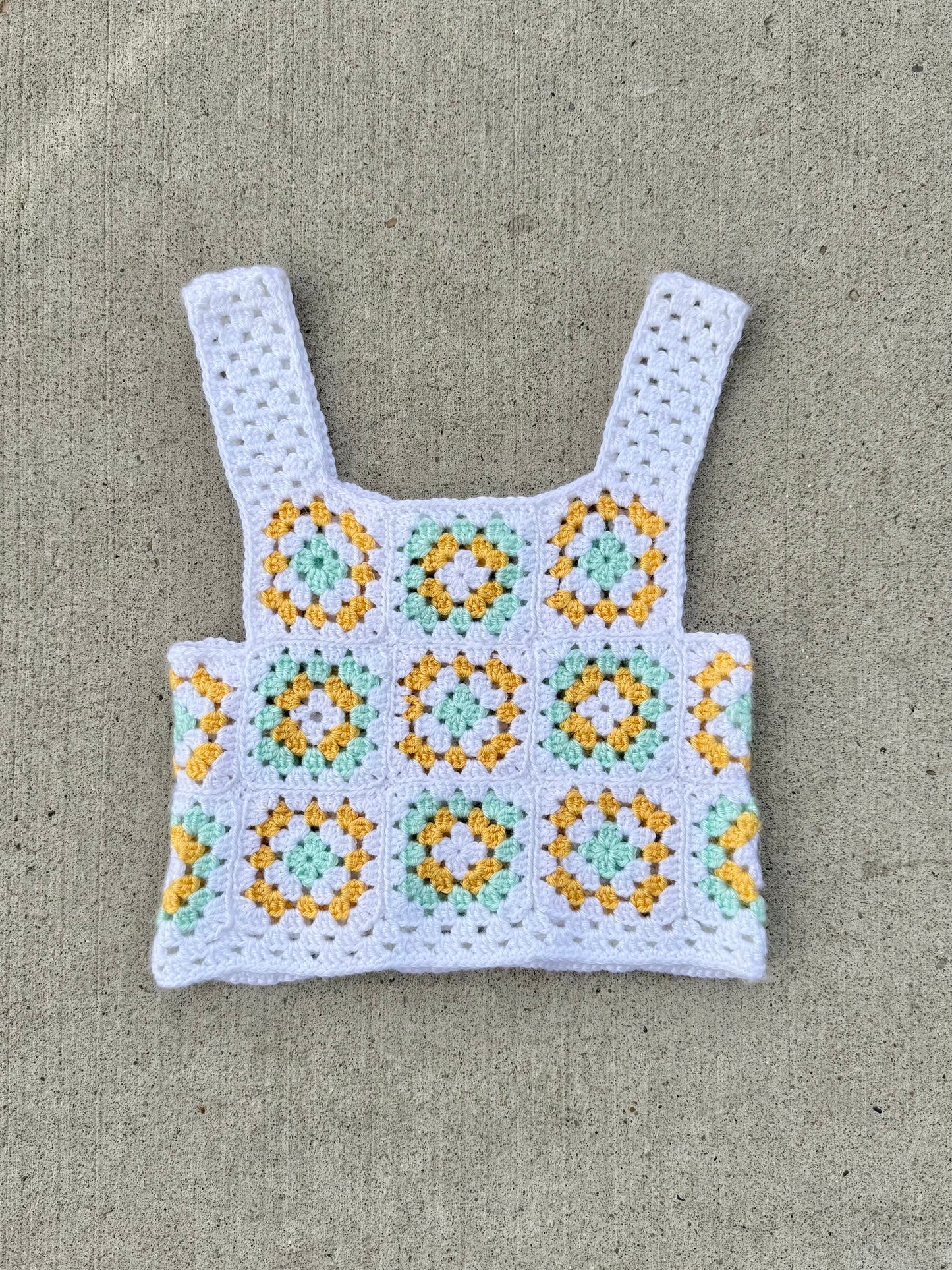 Handmade Crochet Granny Square Cropped Tank Top | XS