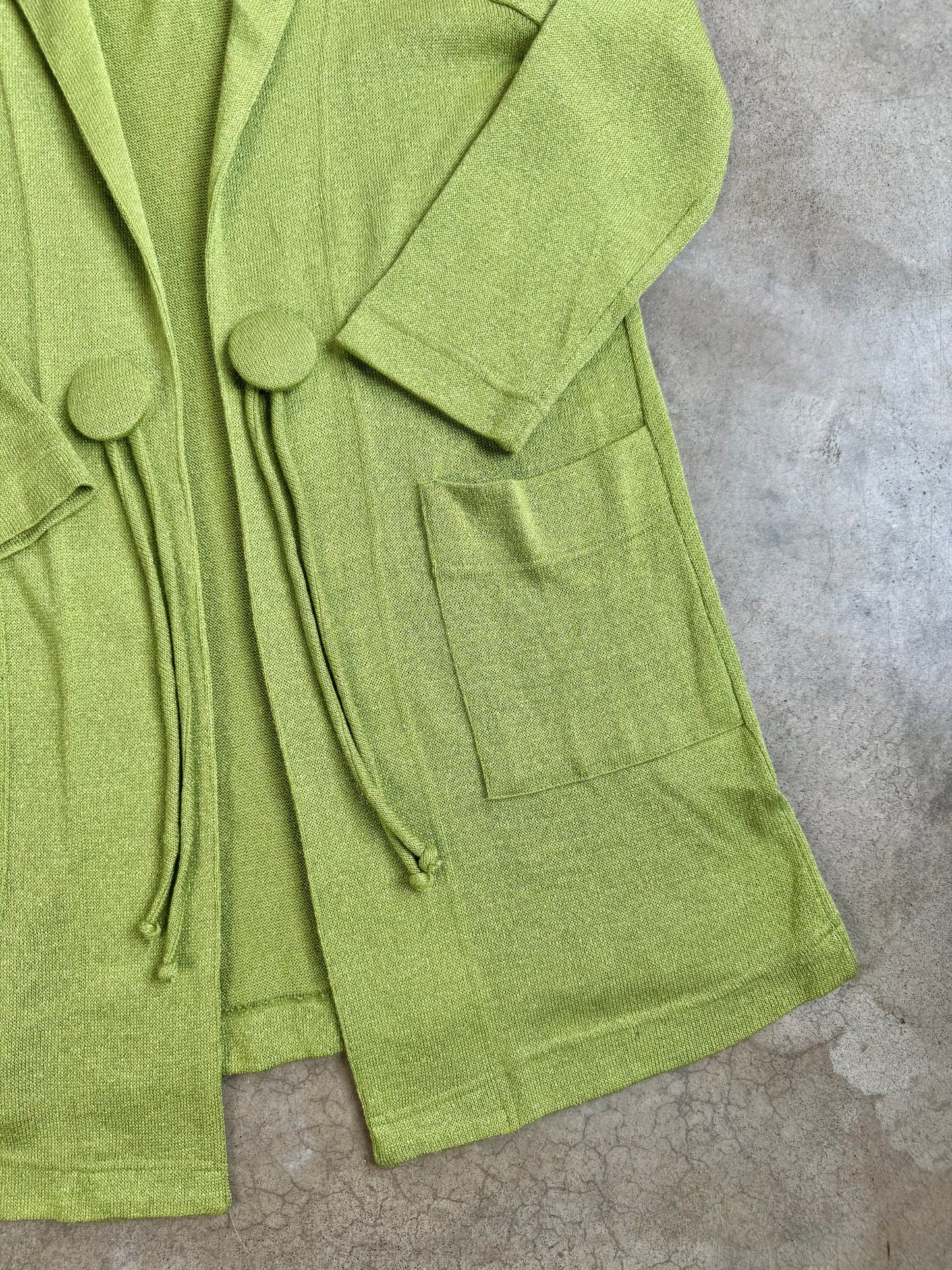Vintage 1990s Platinum By Dorothy Schoelen Lime Green Longline Cardigan | Medium