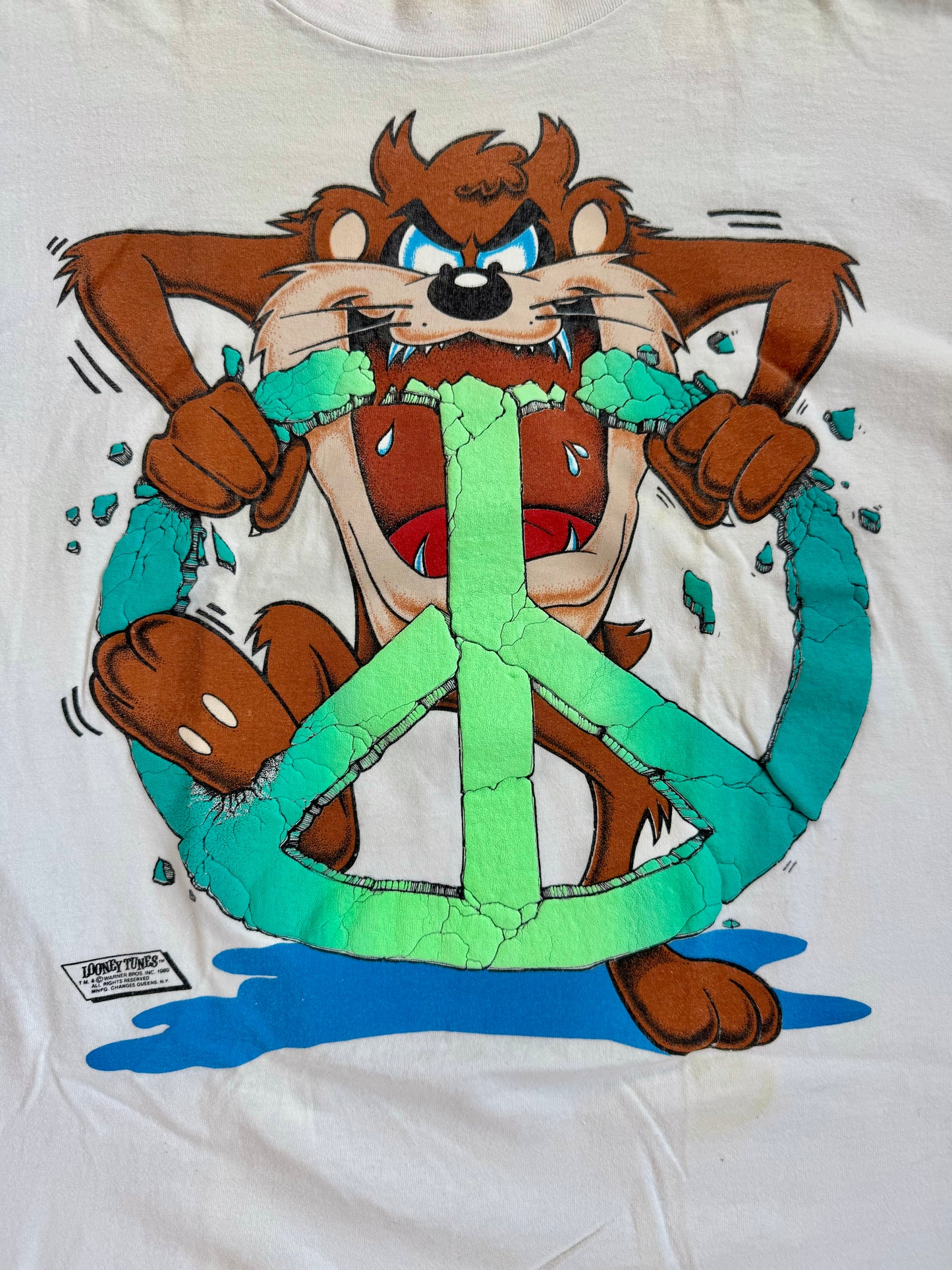 Vintage 1989 Looney Tunes Taz Peace Graphic Tee | Large