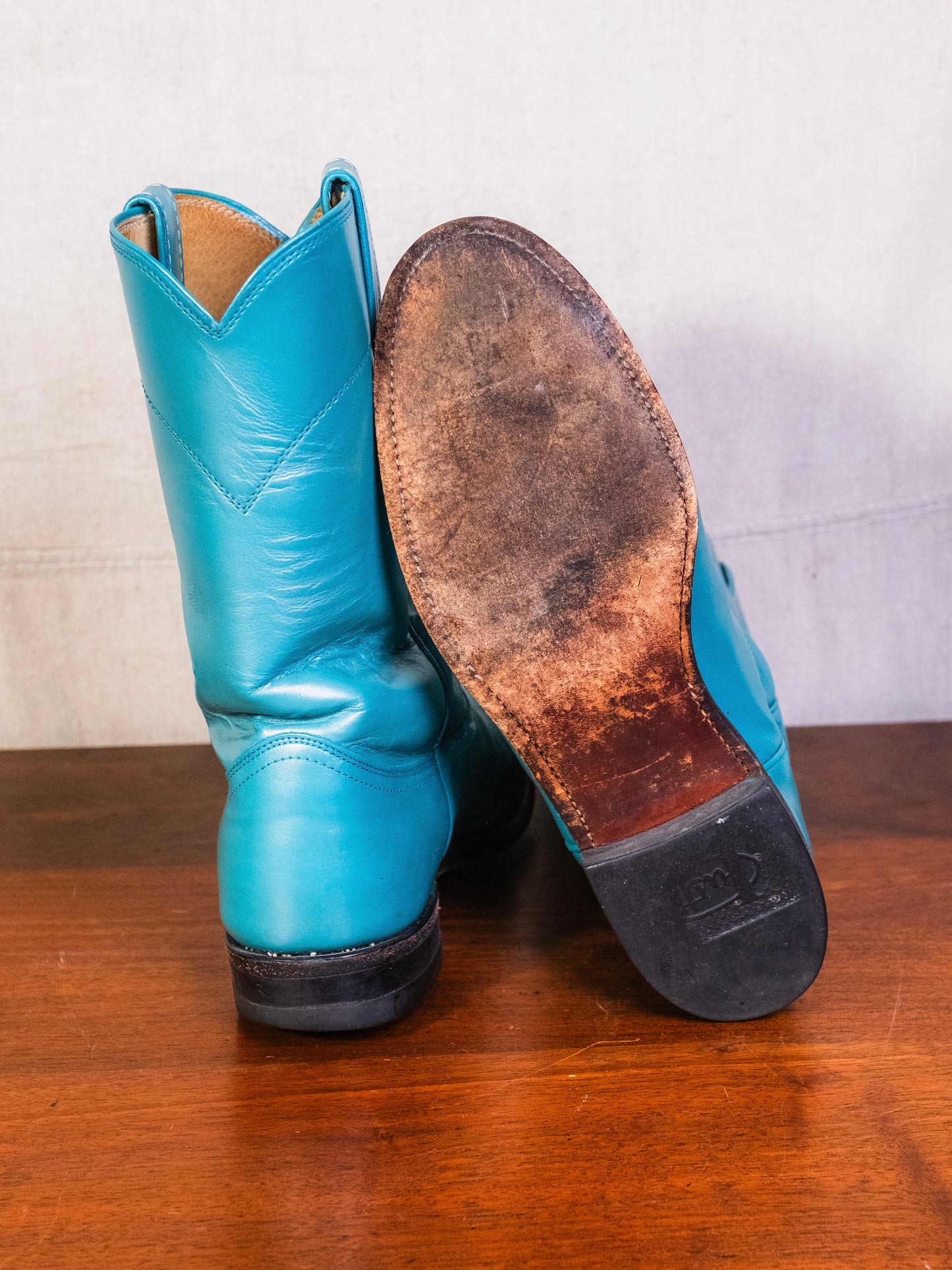 Vintage Justin Turquoise Leather Western Roper Boots | Women’s 7.5