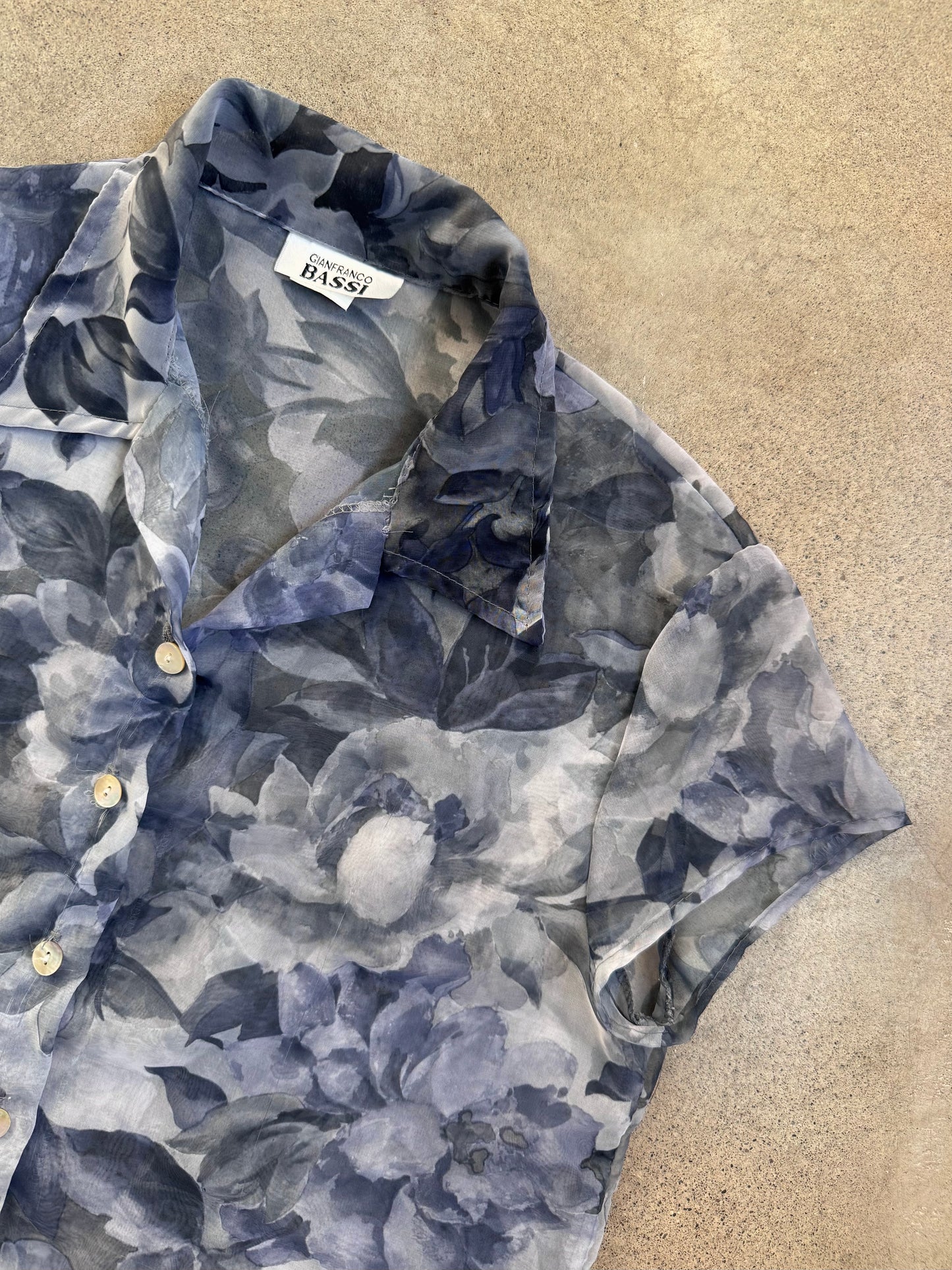 Vintage 1990s Gianfranco Bassi Sheer Floral Blouse | Medium