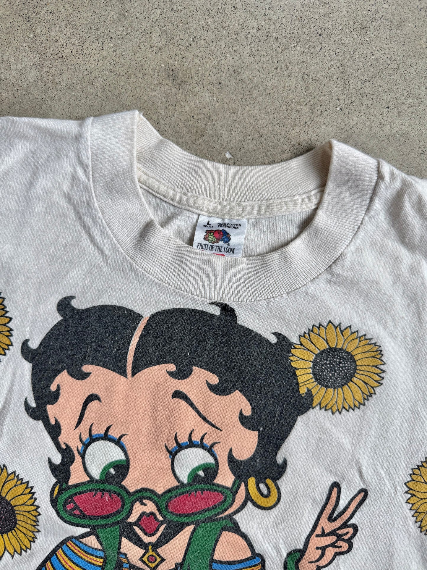 Vintage 1993 Betty Boop "Flower Power" Two-Sided Graphic Tee | Large