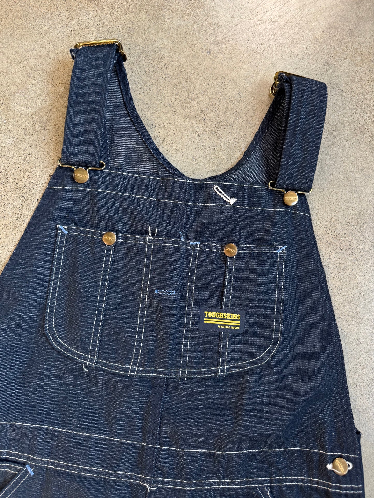 Vintage 1970s Sears Toughskins Dark Wash Denim Overalls | 34x34