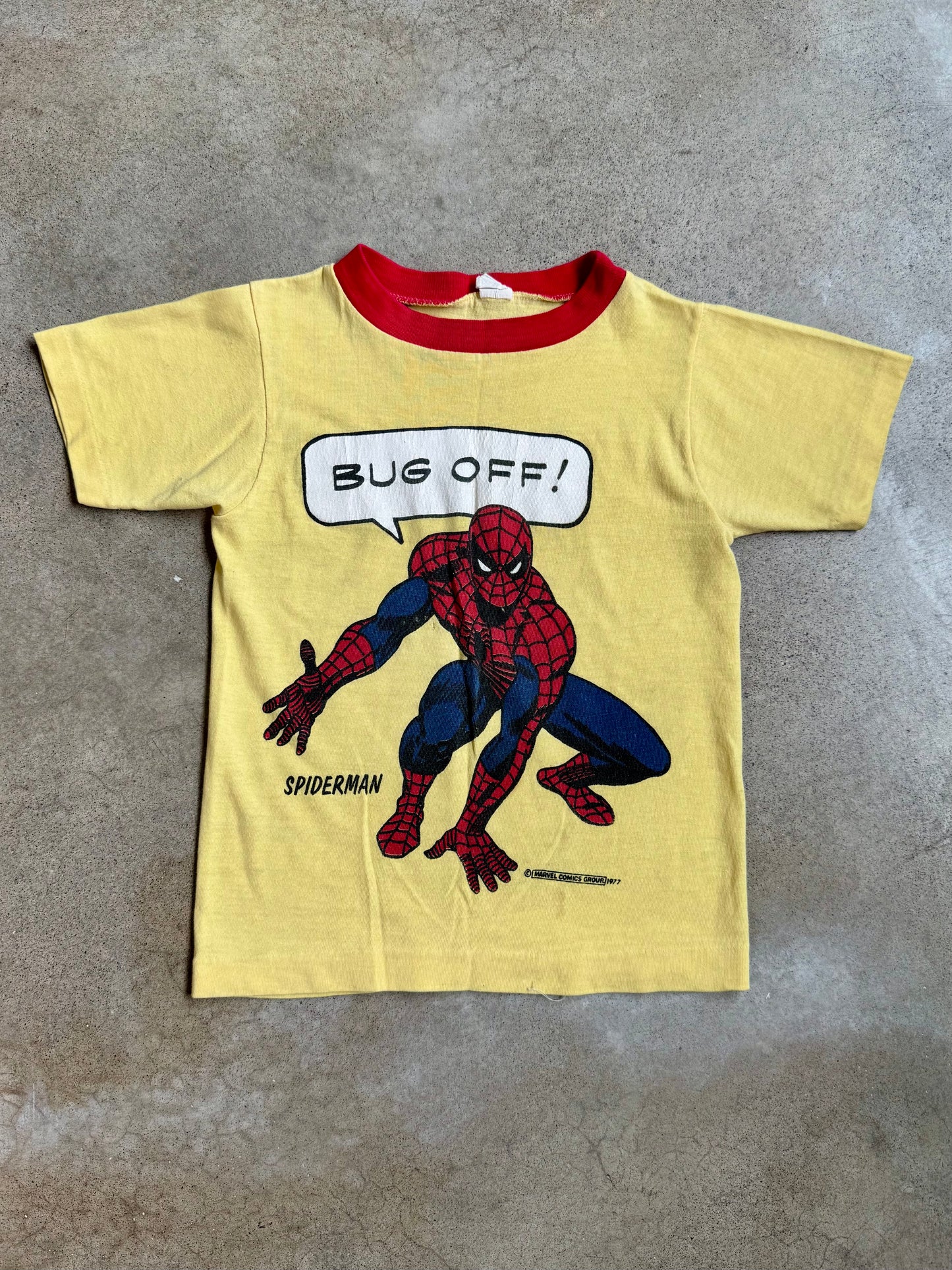 Vintage 1970s Kids’ Spiderman Yellow Graphic Tee | Youth S