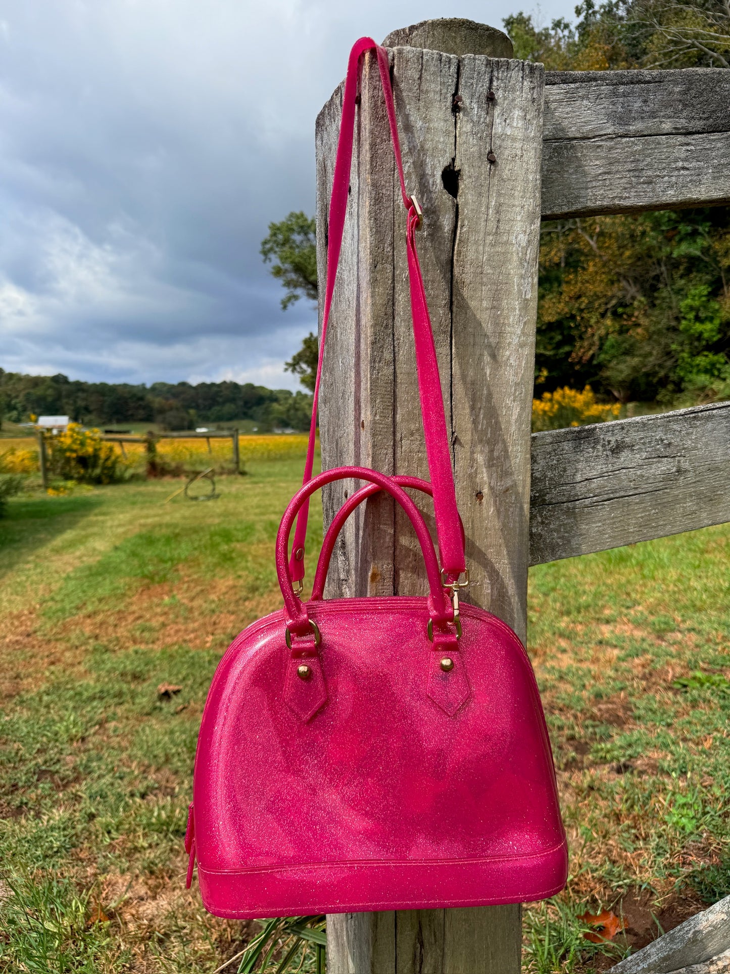 Furla Pink Candy Glitter Jelly Top Handle Bag