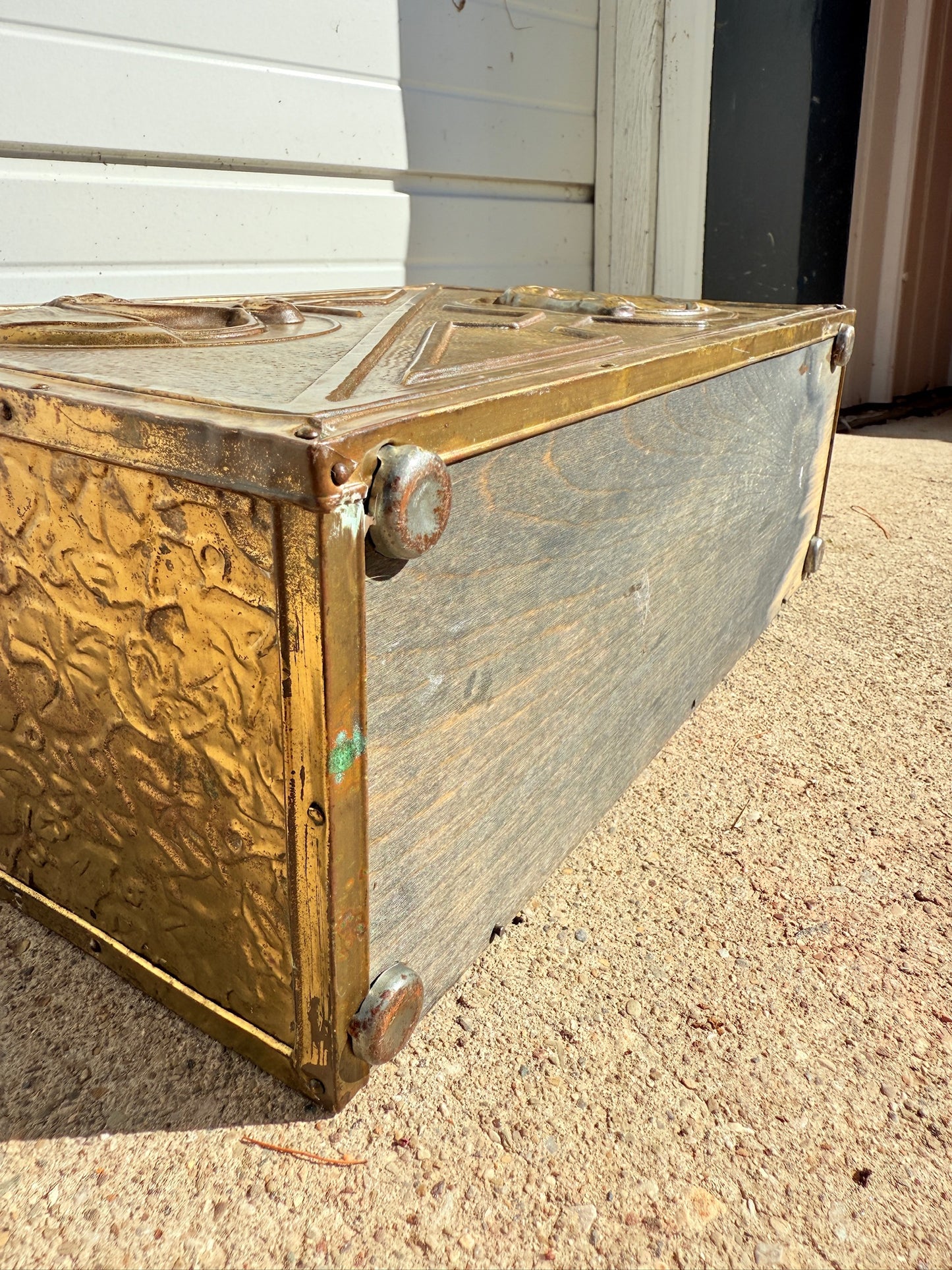 Vintage 1950s Brass & Wood Horse Magazine Holder