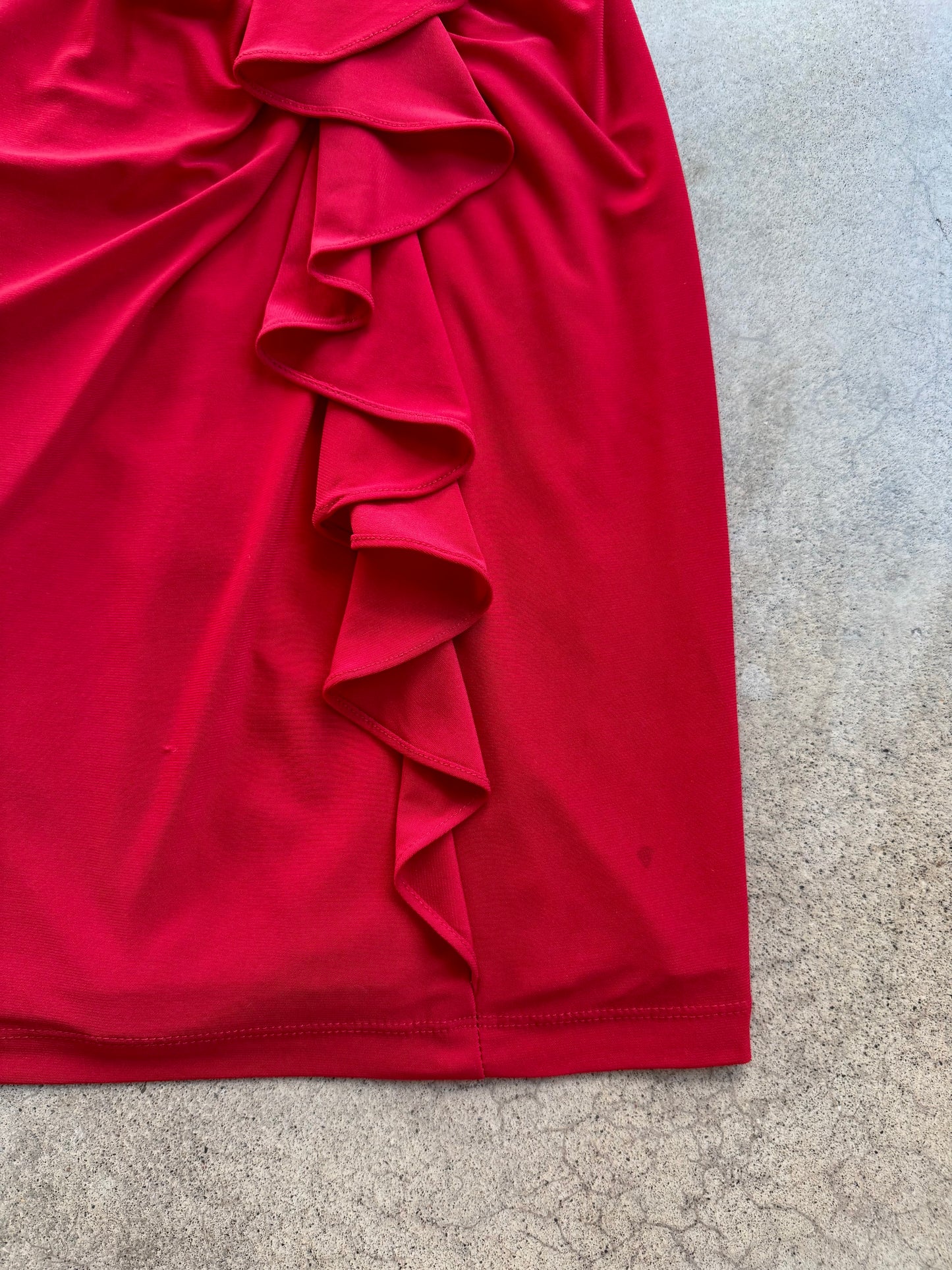 Vintage 1990s Cache Red Ruched Bodycon Formal Mini Dress | Small