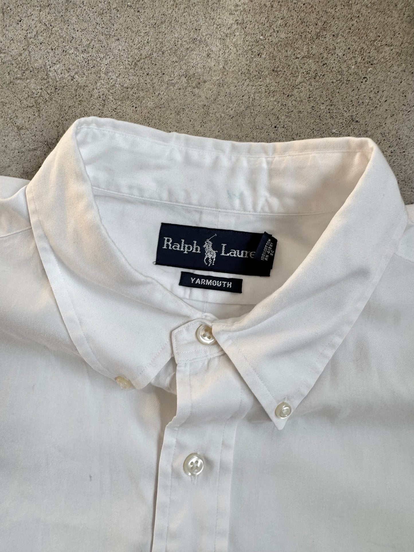 Vintage 1990s Ralph Lauren Yarmouth White Cotton Button-Down Shirt | XL