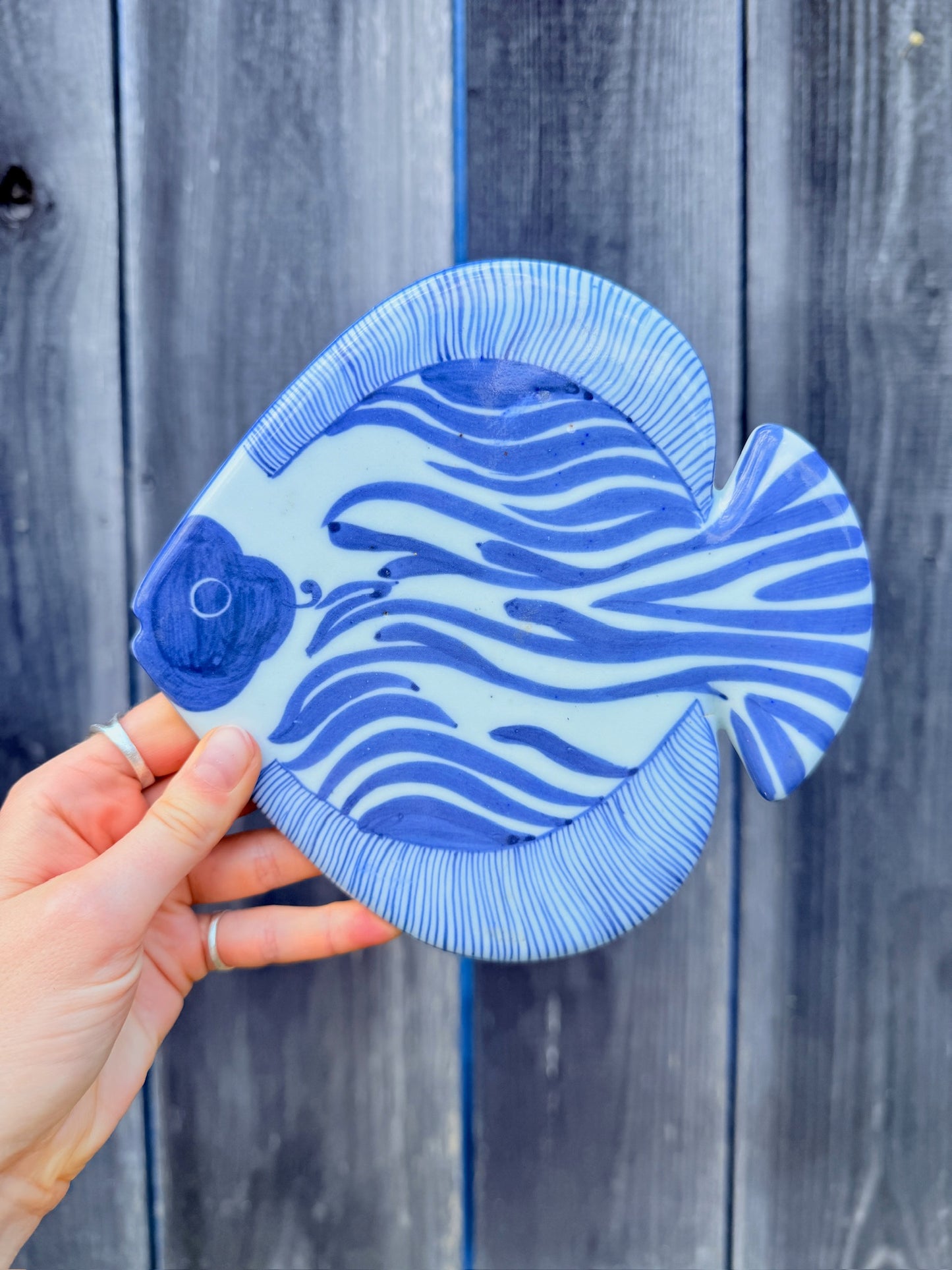 Vintage 1970s Knobler Hand-Painted Fish Tile