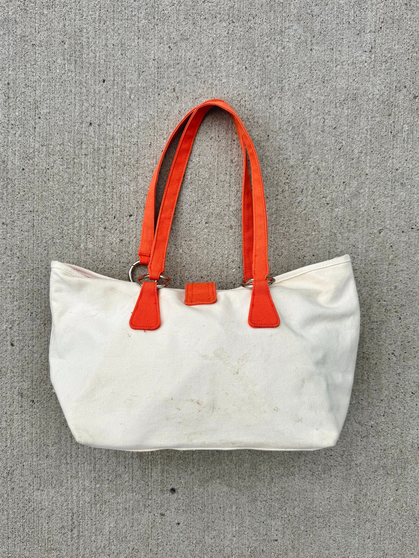 2000s Matrix Orange & Cream Canvas Tote Purse