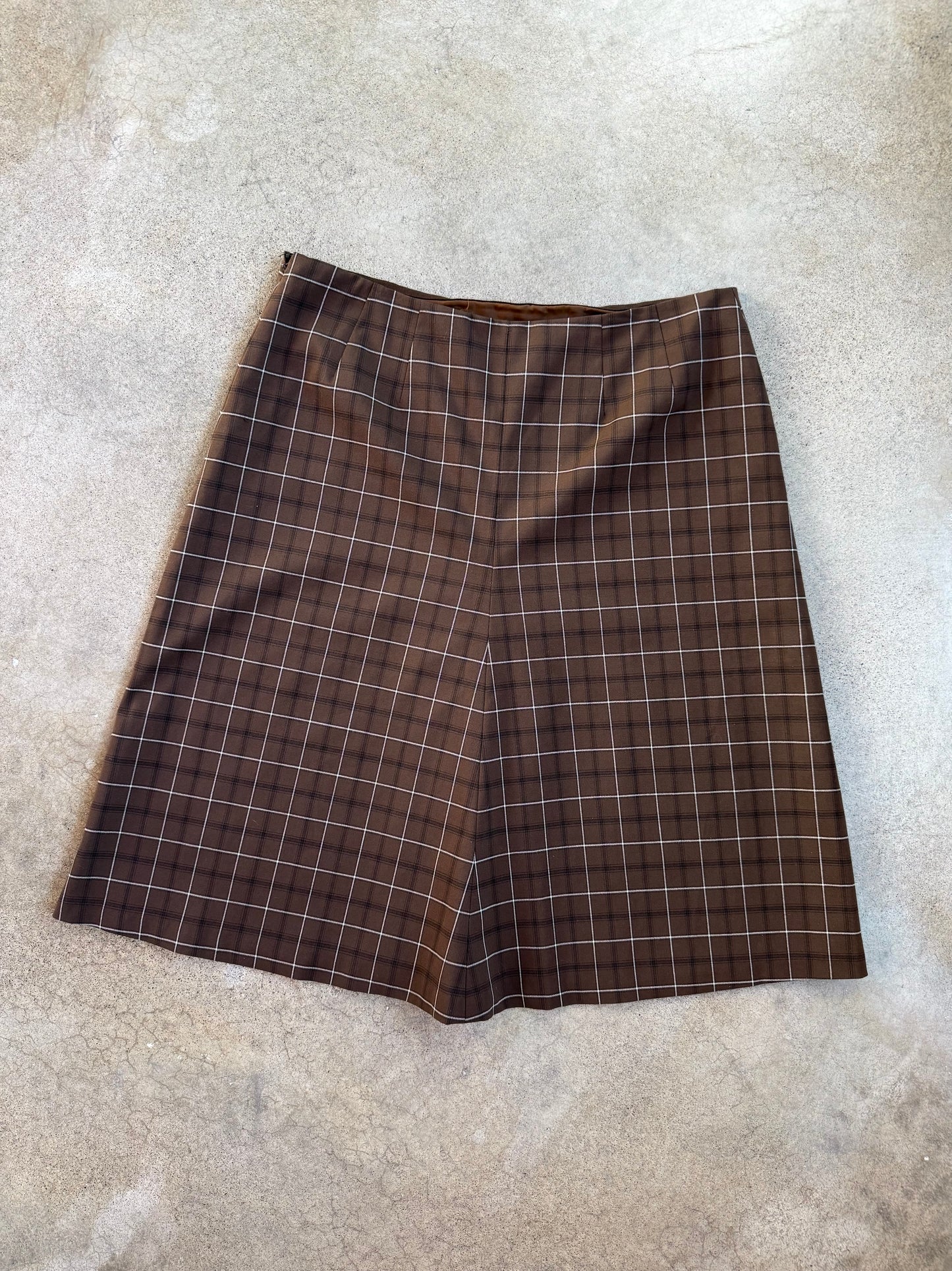 Vintage 1990s Liz Claiborne Brown Plaid Two-Piece Skirt Suit | Medium