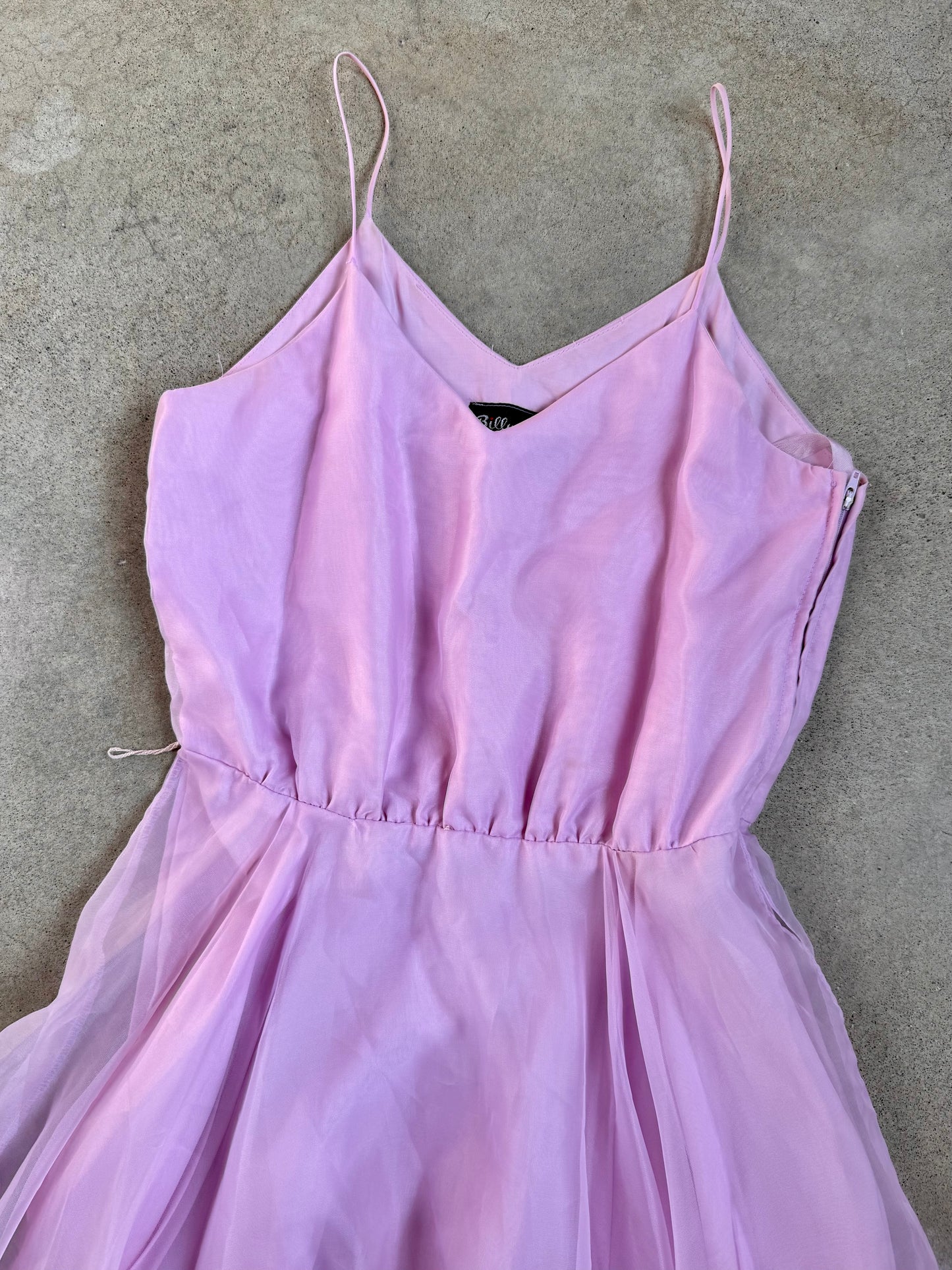 Vintage 1960s Billy Jack Mauve Chiffon Fairy-Style Dress w/ Cape | XS