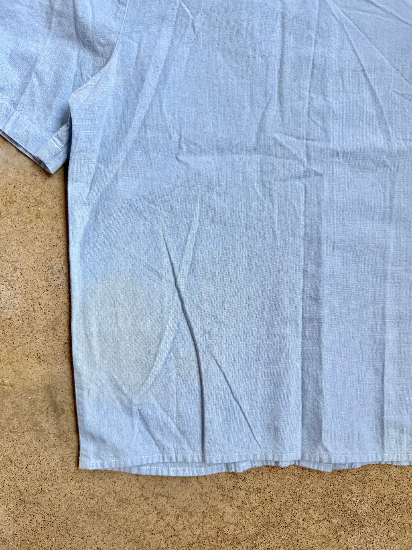 Vintage 1980s Bryn Connelly Blue Floral Embroidered Babydoll Blouse | Small