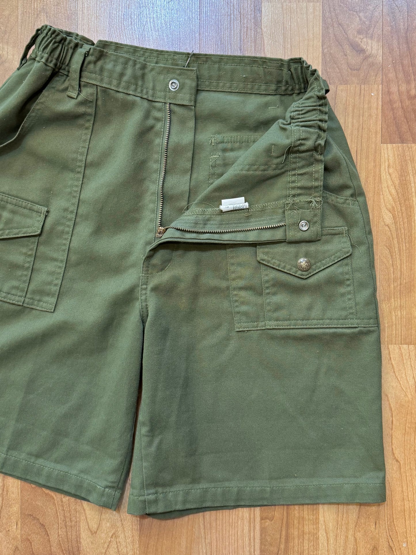 Vintage Boy Scouts Uniform Green Cotton Utility Shorts | S/M