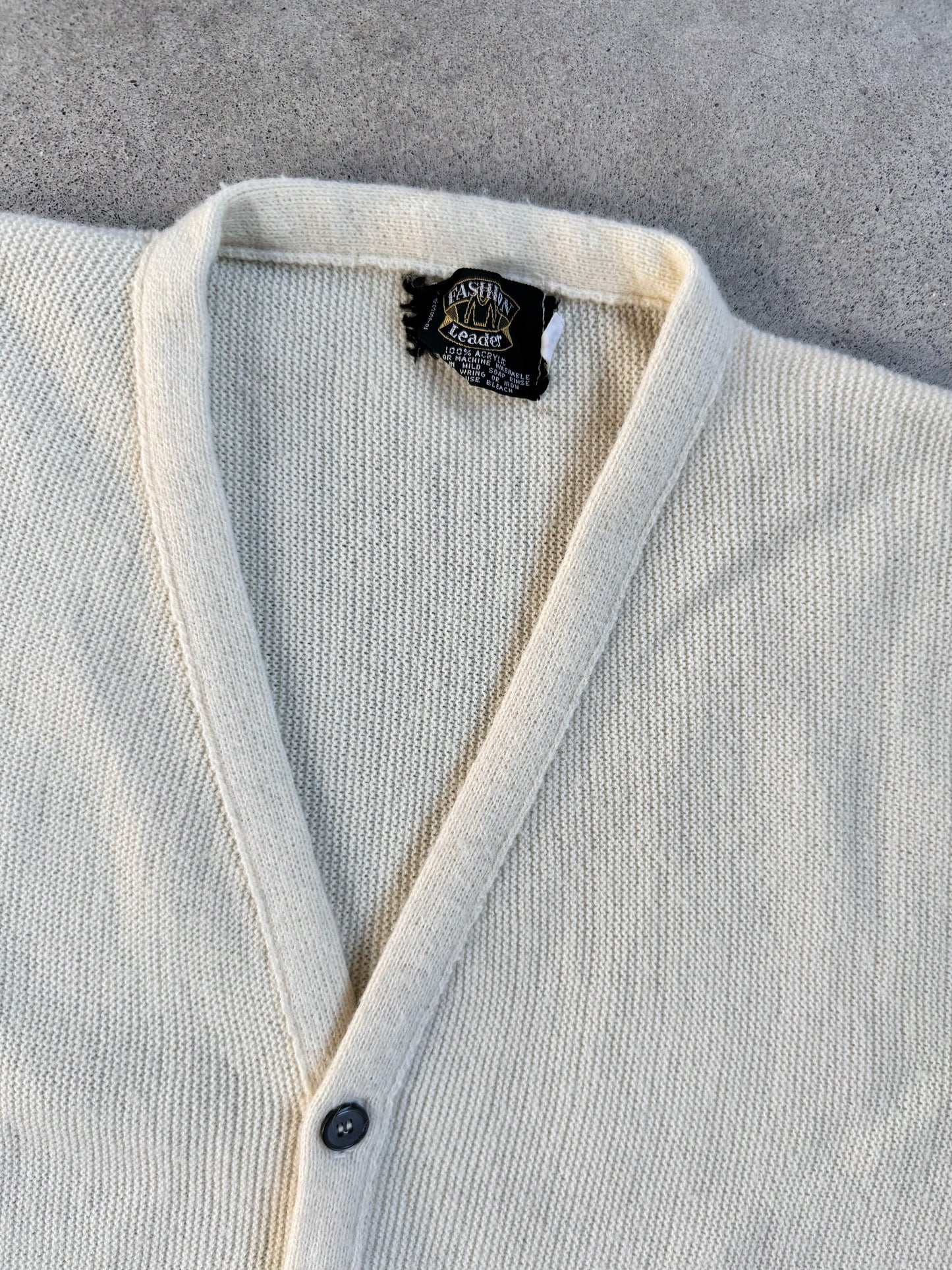 Vintage 1970s Fashion Leader Cream “B” Varsity Patch Letterman Sweater | Medium